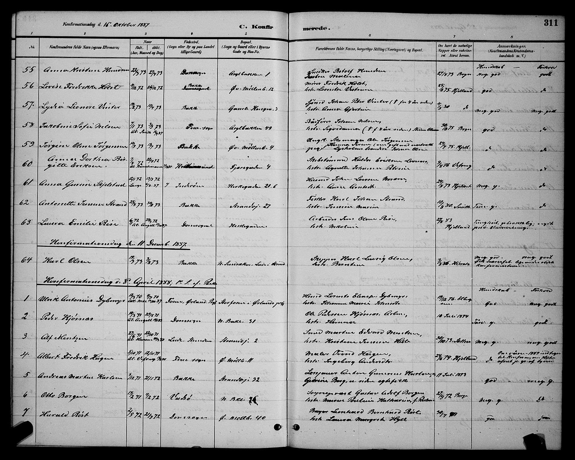 Ministerialprotokoller, klokkerbøker og fødselsregistre - Sør-Trøndelag, SAT/A-1456/604/L0222: Parish register (copy) no. 604C05, 1886-1895, p. 311