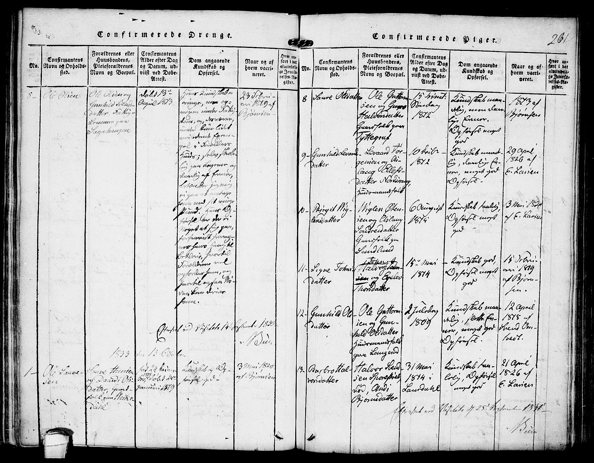 Kviteseid kirkebøker, SAKO/A-276/F/Fb/L0001: Parish register (official) no. II 1, 1815-1836, p. 261