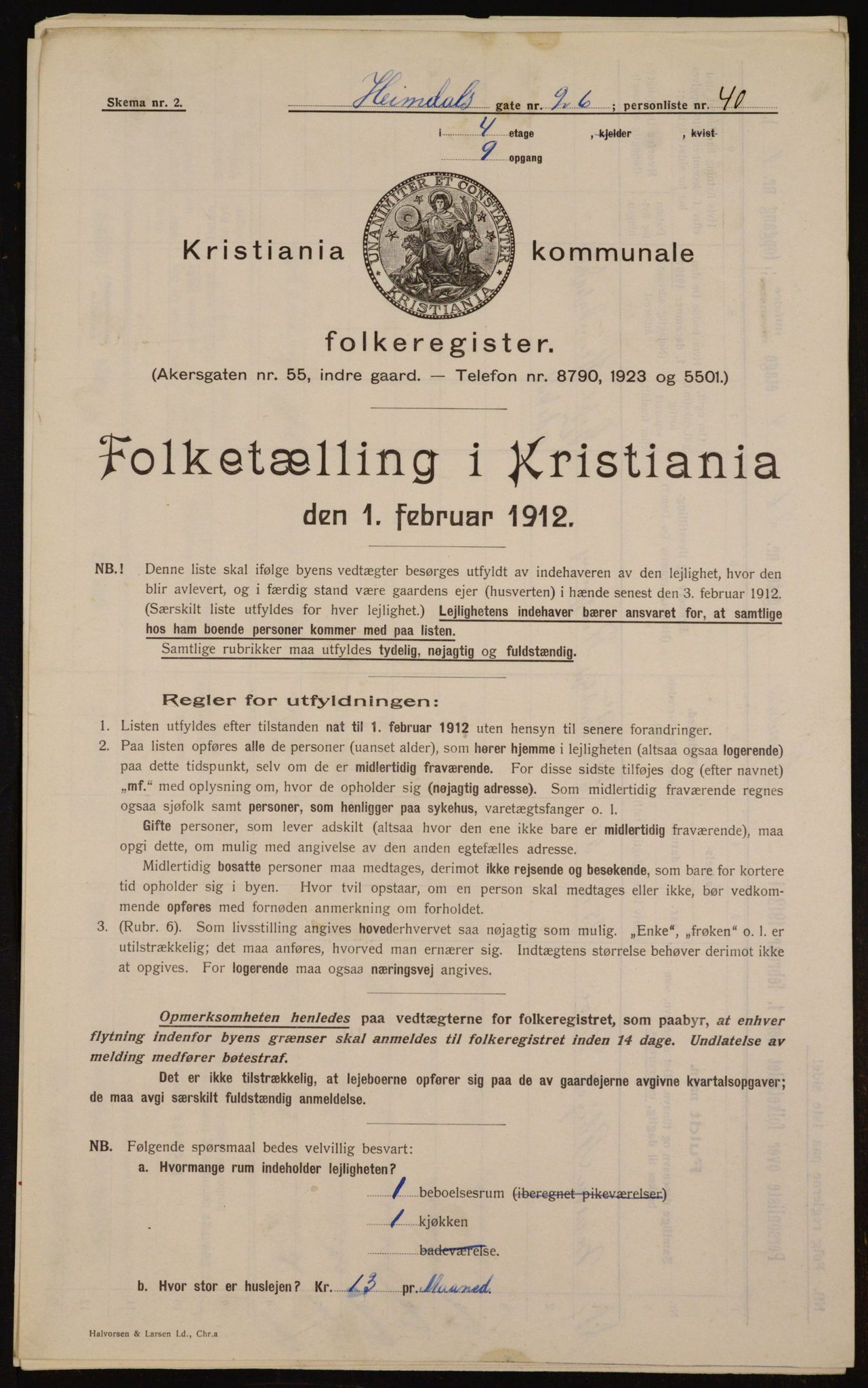 OBA, Municipal Census 1912 for Kristiania, 1912, p. 37264