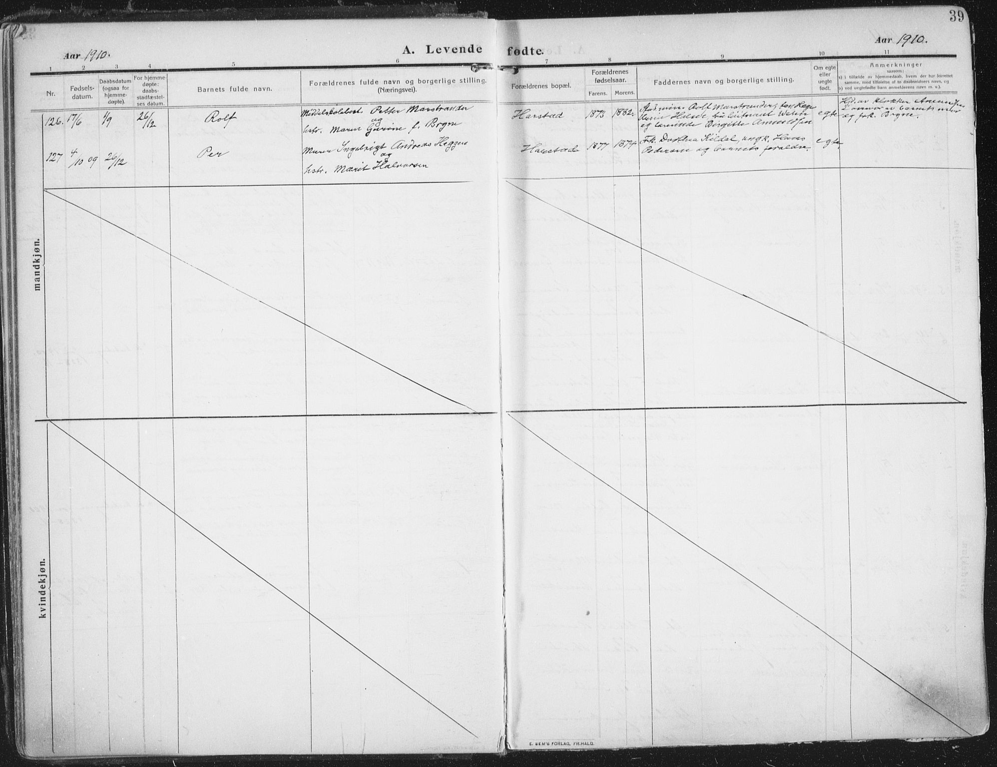 Trondenes sokneprestkontor, SATØ/S-1319/H/Ha/L0018kirke: Parish register (official) no. 18, 1909-1918, p. 39