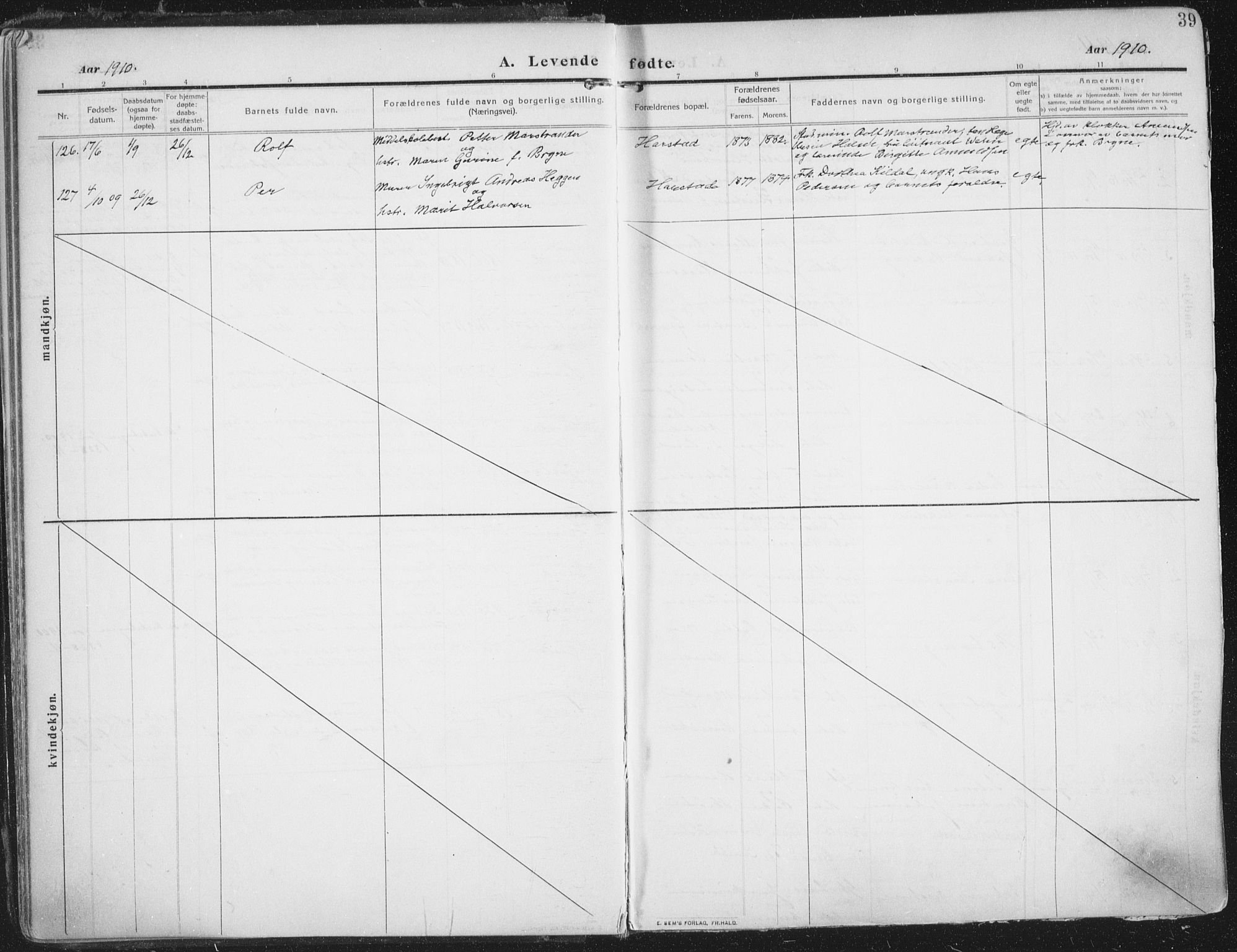 Trondenes sokneprestkontor, AV/SATØ-S-1319/H/Ha/L0018kirke: Parish register (official) no. 18, 1909-1918, p. 39