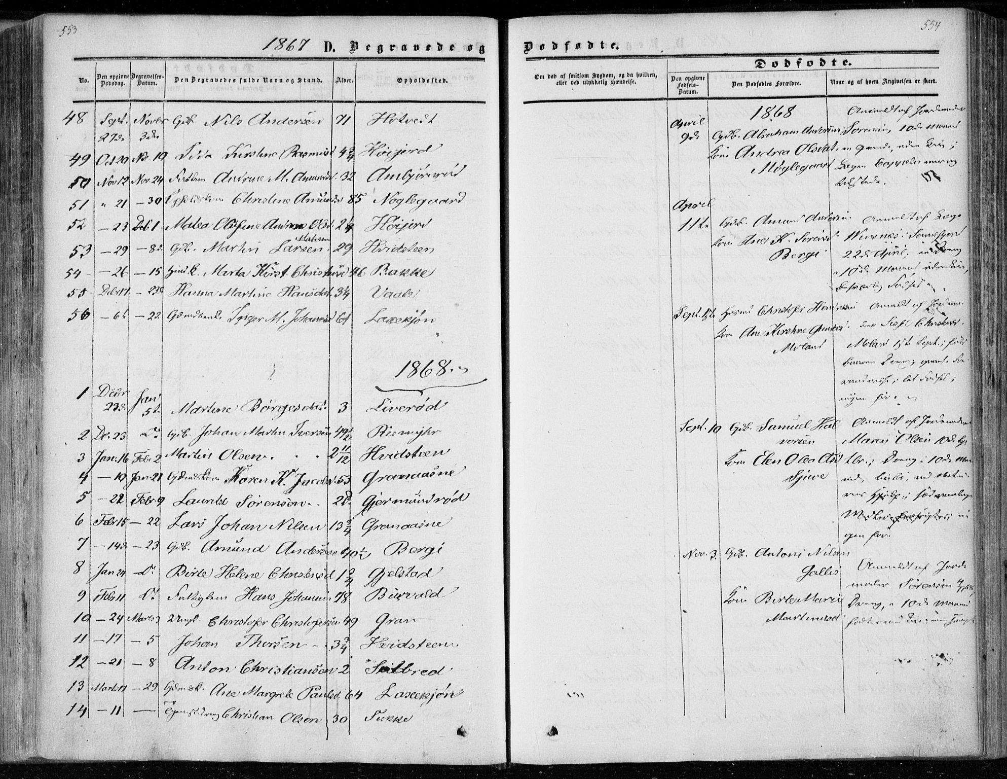 Andebu kirkebøker, AV/SAKO-A-336/F/Fa/L0005: Parish register (official) no. 5, 1857-1870, p. 553-554