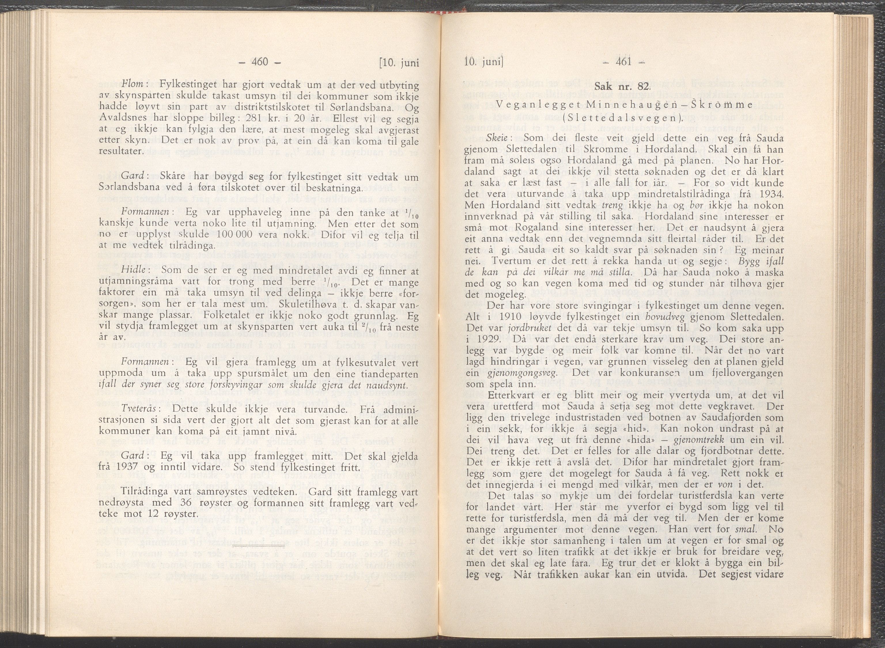 Rogaland fylkeskommune - Fylkesrådmannen , IKAR/A-900/A/Aa/Aaa/L0055: Møtebok , 1936, p. 460-461