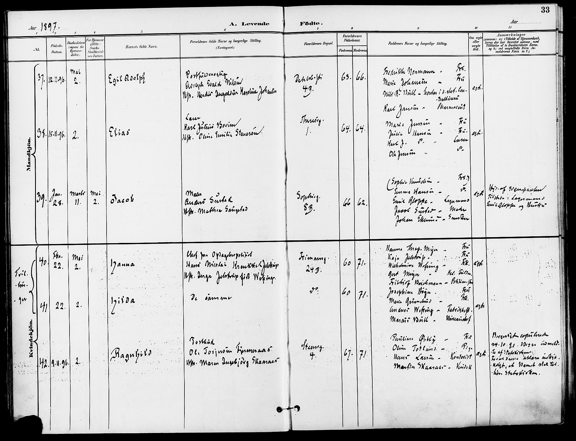 Gamle Aker prestekontor Kirkebøker, AV/SAO-A-10617a/F/L0011: Parish register (official) no. 11, 1896-1901, p. 33