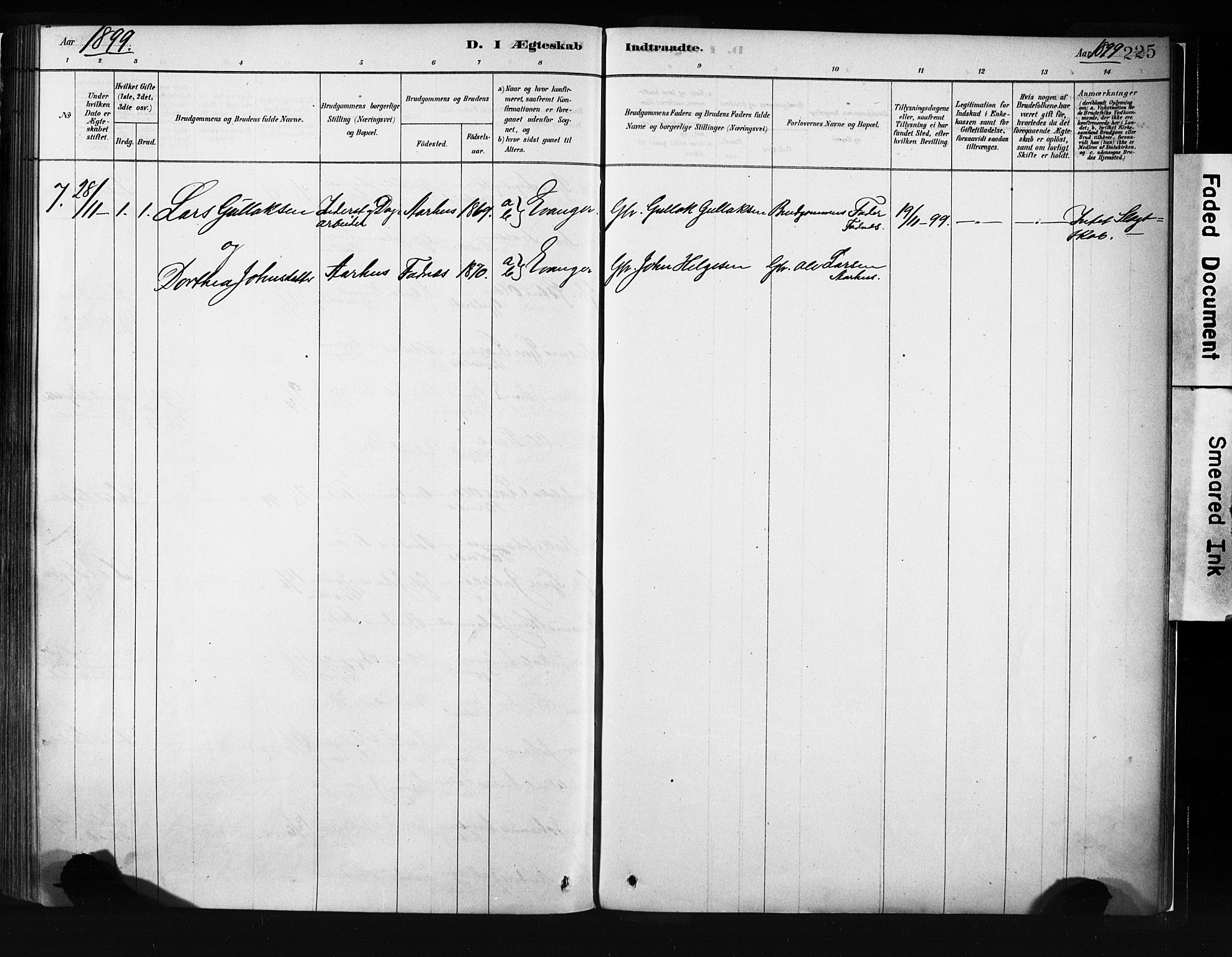 Evanger sokneprestembete, SAB/A-99924: Parish register (official) no. A 1, 1877-1899, p. 225