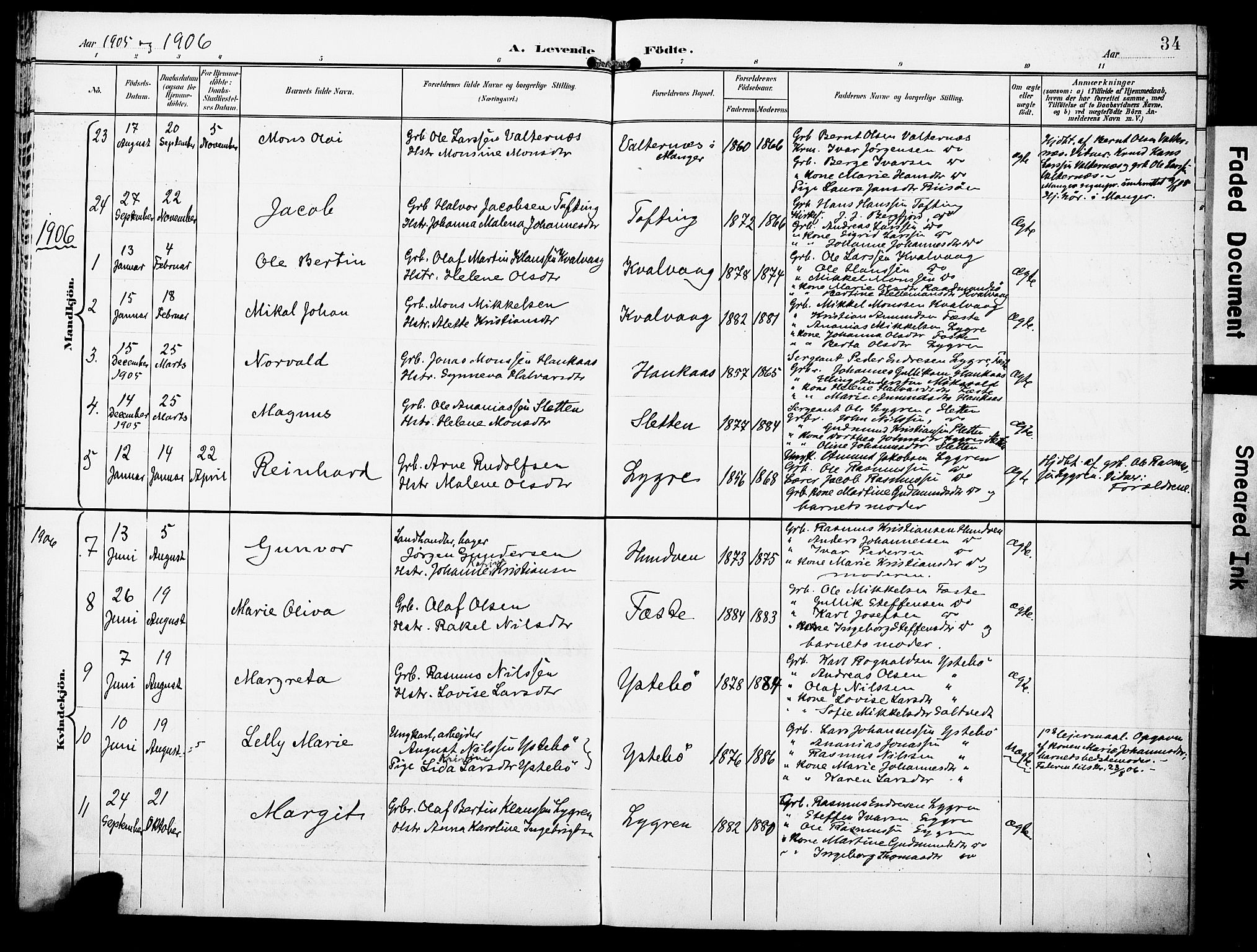 Lindås Sokneprestembete, SAB/A-76701/H/Haa: Parish register (official) no. E 2, 1897-1912, p. 34