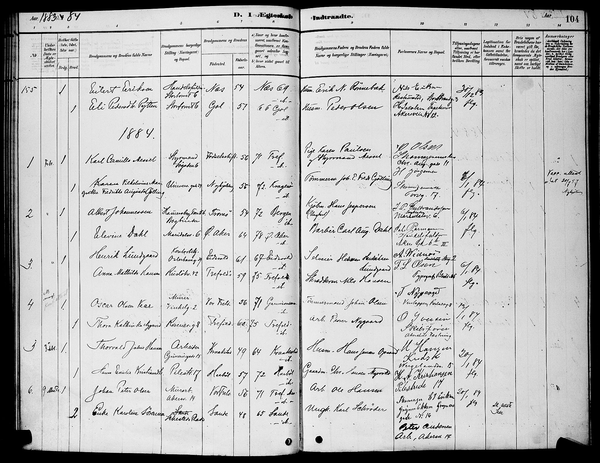 Trefoldighet prestekontor Kirkebøker, AV/SAO-A-10882/H/Ha/L0003: Banns register no. 3, 1878-1888, p. 104