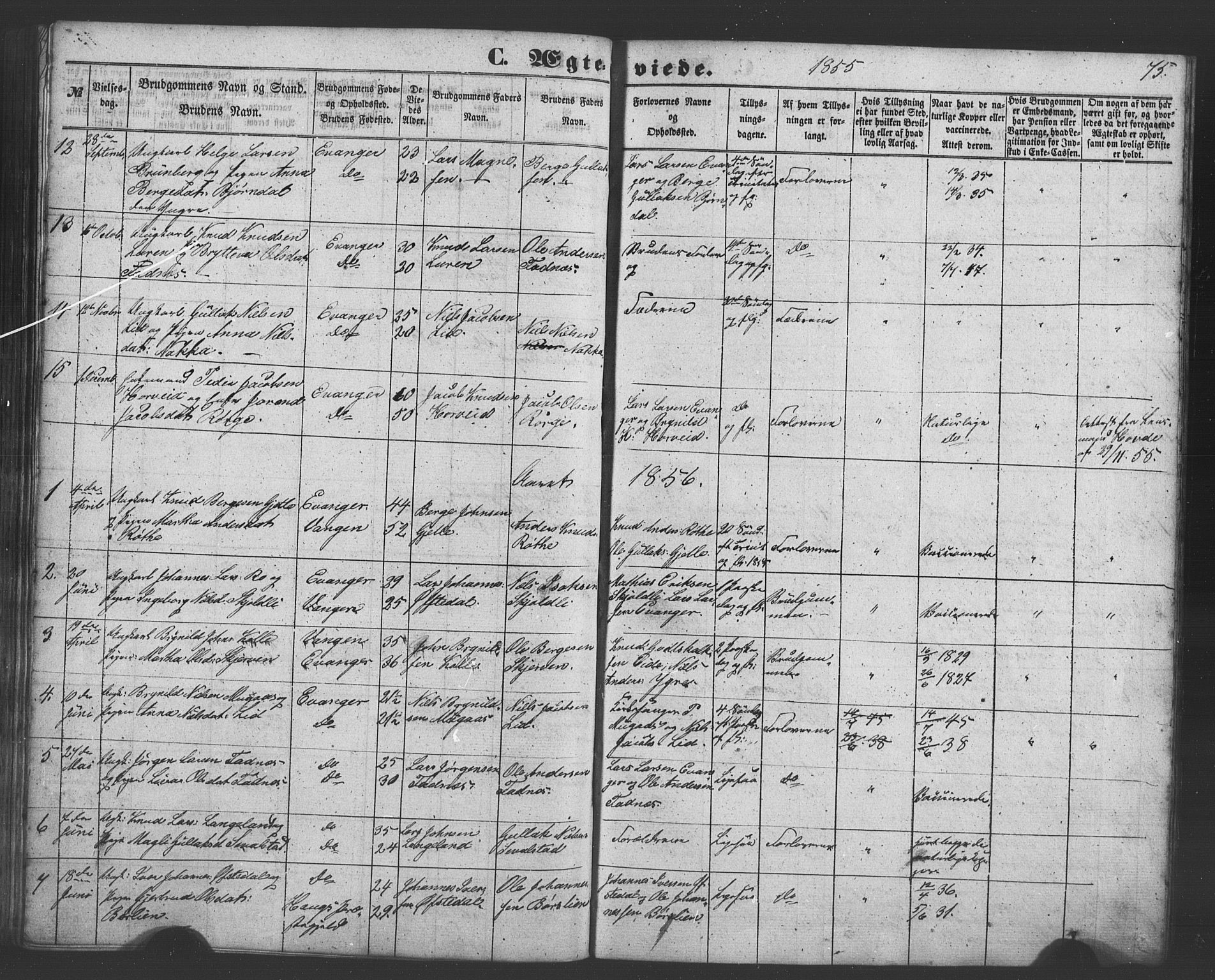 Evanger sokneprestembete, SAB/A-99924: Parish register (copy) no. A 1, 1855-1864, p. 75