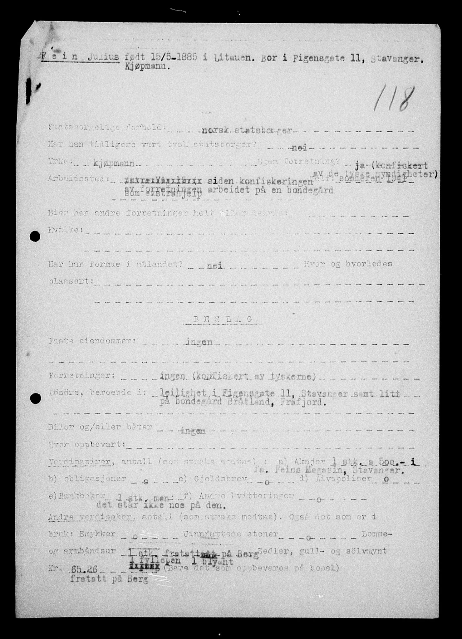 Justisdepartementet, Tilbakeføringskontoret for inndratte formuer, AV/RA-S-1564/H/Hc/Hcd/L0995: --, 1945-1947, p. 274