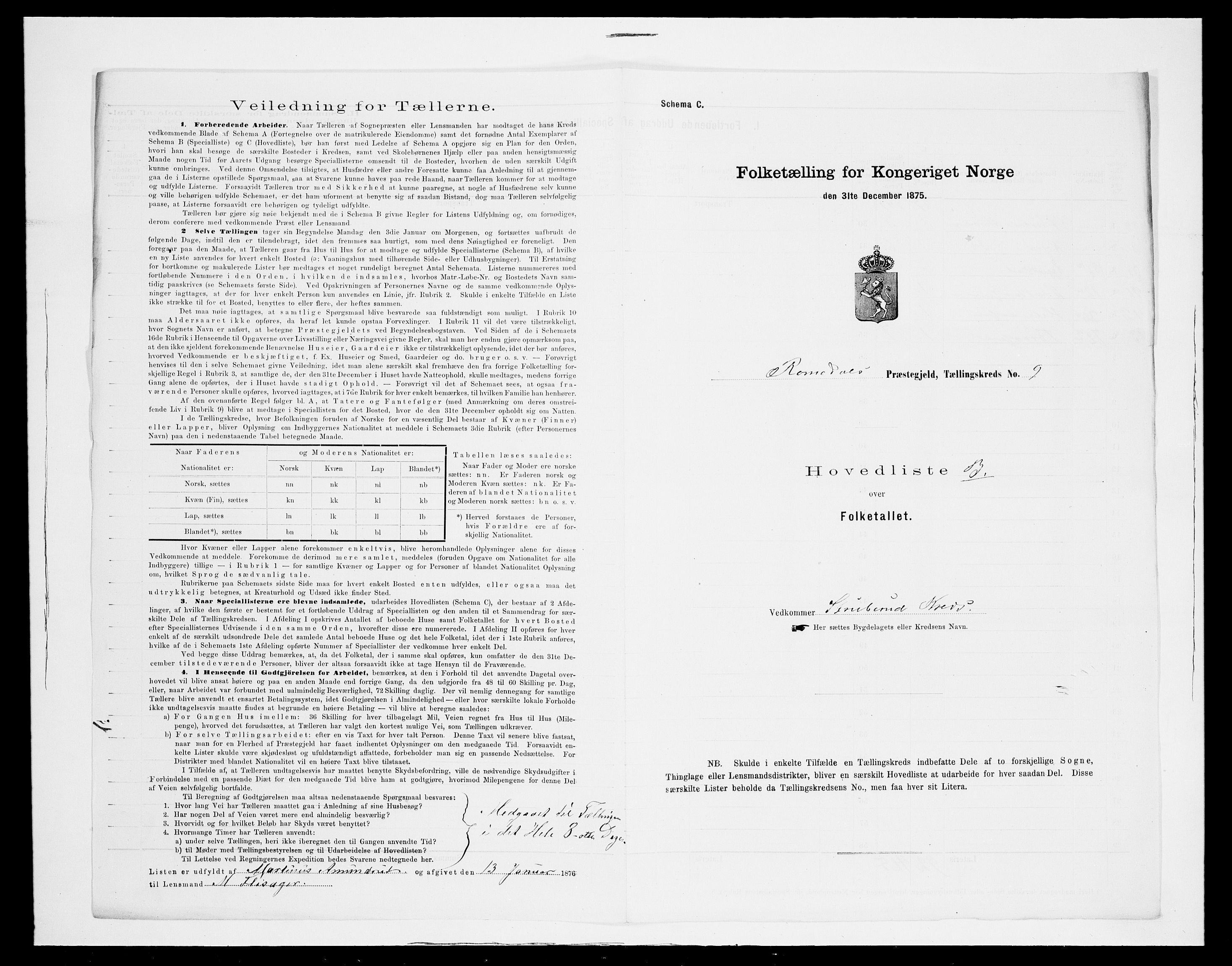 SAH, 1875 census for 0416P Romedal, 1875, p. 47