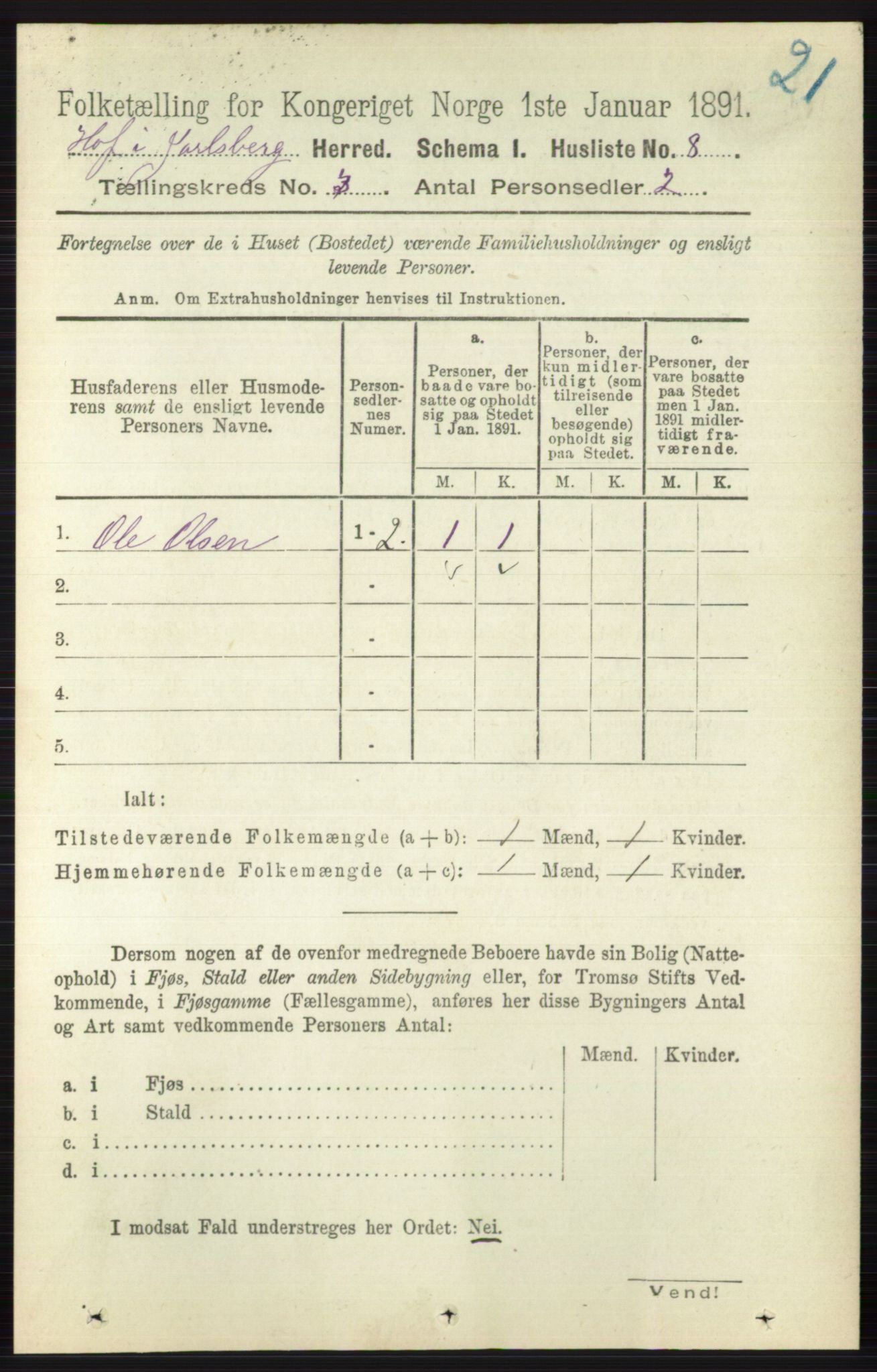 RA, 1891 census for 0714 Hof, 1891, p. 852