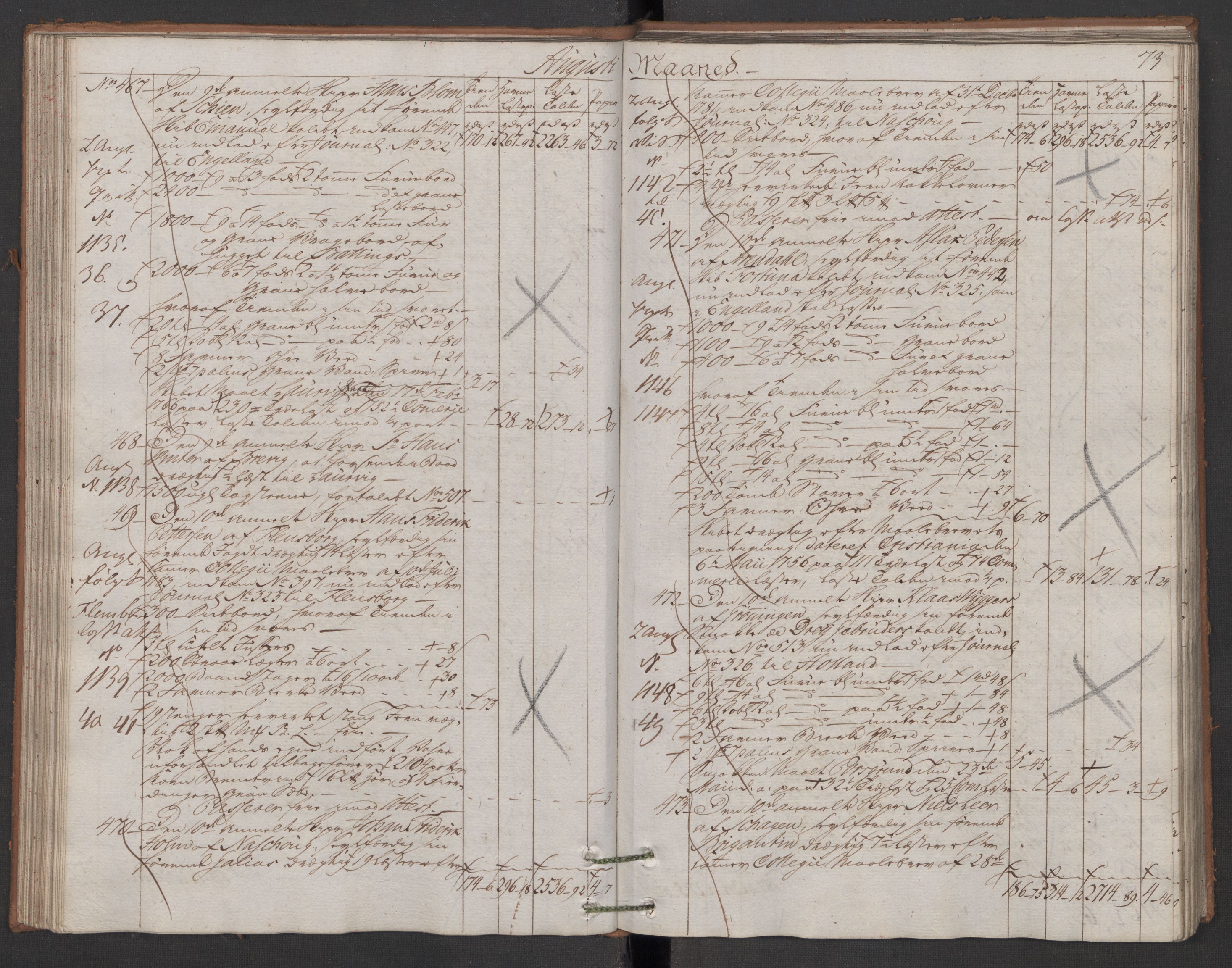 Generaltollkammeret, tollregnskaper, AV/RA-EA-5490/R12/L0119/0001: Tollregnskaper Langesund / Utgående hovedtollbok, 1786, p. 72b-73a