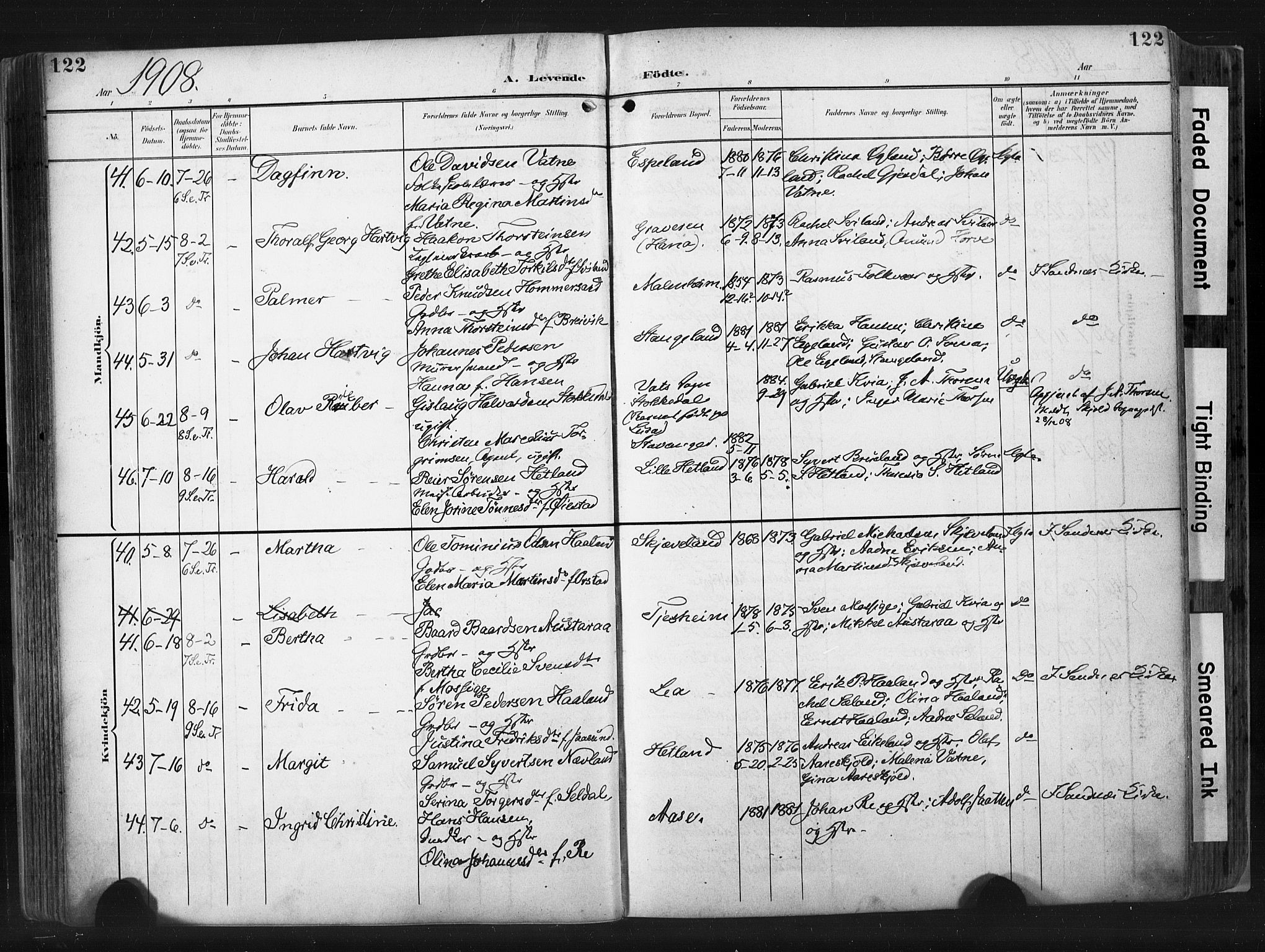 Høyland sokneprestkontor, AV/SAST-A-101799/001/30BA/L0015: Parish register (official) no. A 14, 1899-1911, p. 122