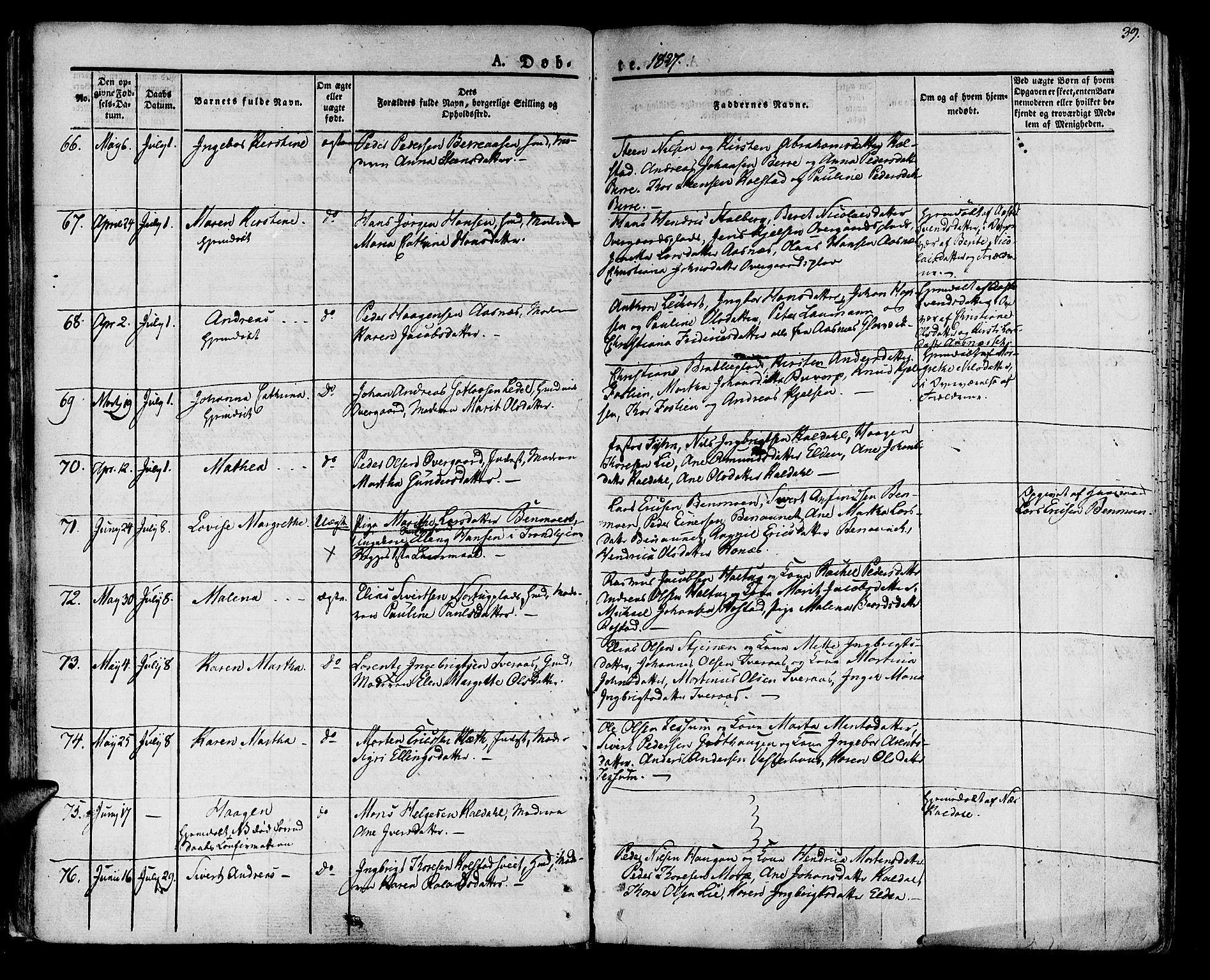 Ministerialprotokoller, klokkerbøker og fødselsregistre - Nord-Trøndelag, AV/SAT-A-1458/741/L0390: Parish register (official) no. 741A04, 1822-1836, p. 39