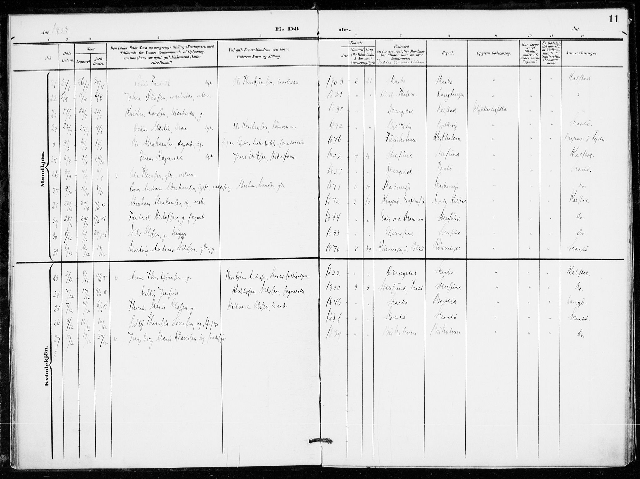 Skåtøy kirkebøker, AV/SAKO-A-304/F/Fa/L0005: Parish register (official) no. I 5, 1901-1923, p. 11
