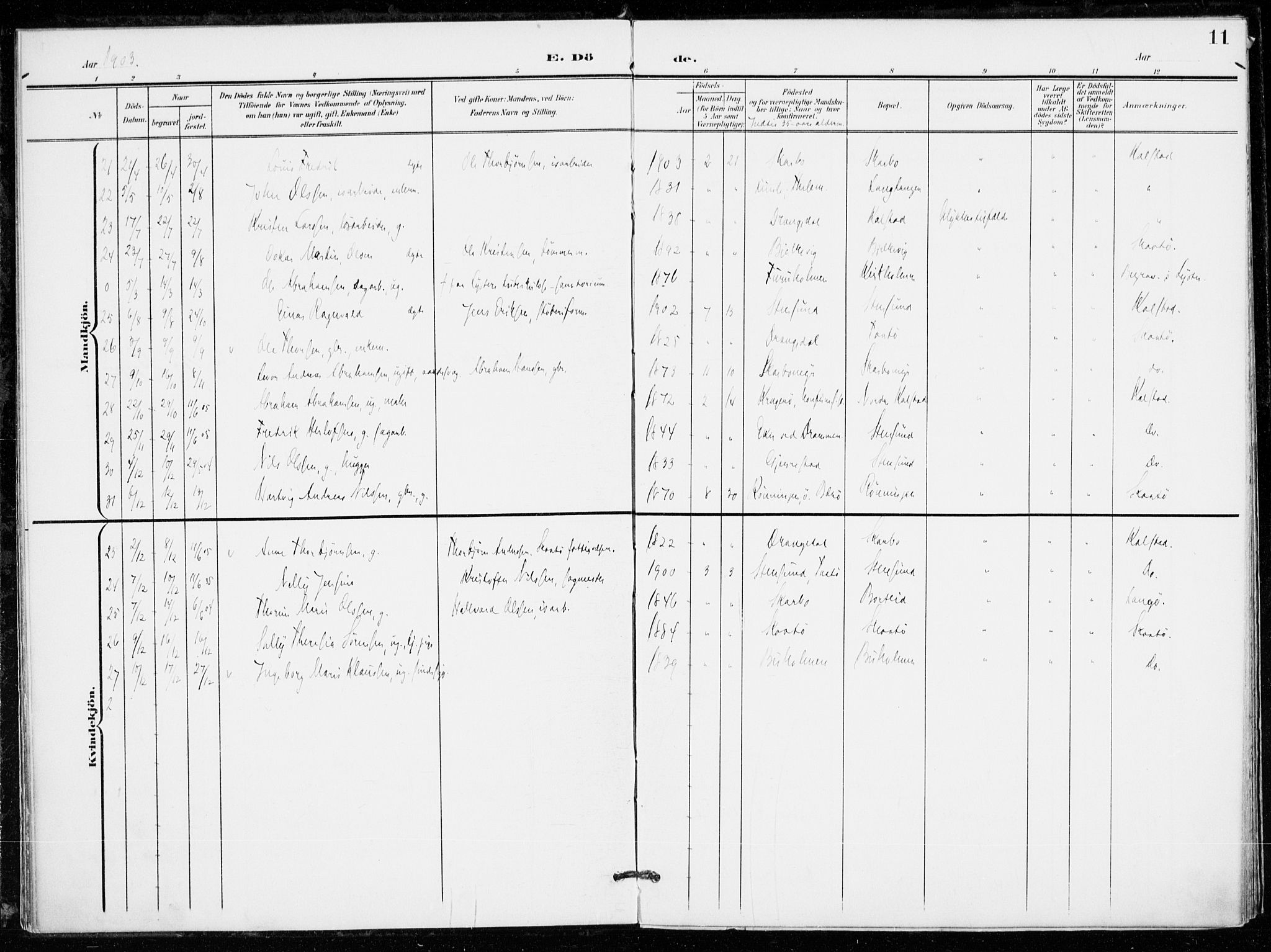 Skåtøy kirkebøker, SAKO/A-304/F/Fa/L0005: Parish register (official) no. I 5, 1901-1923, p. 11