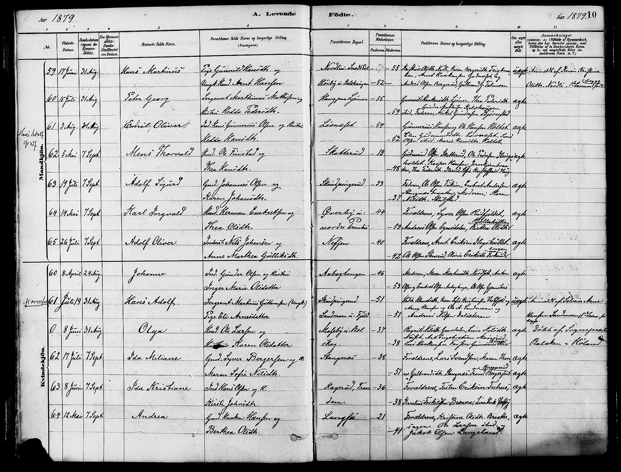 Eidskog prestekontor, AV/SAH-PREST-026/H/Ha/Haa/L0003: Parish register (official) no. 3, 1879-1892, p. 10