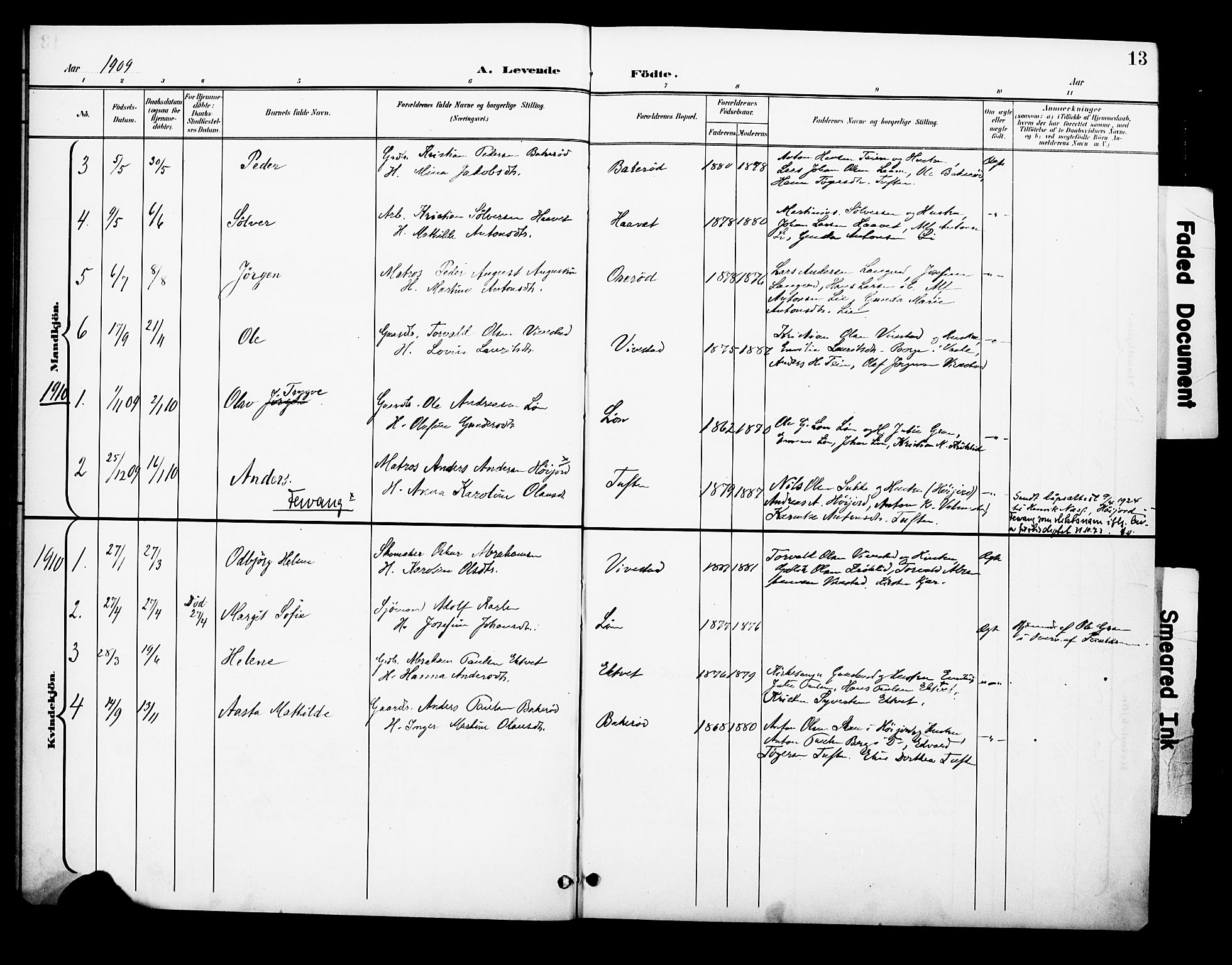 Ramnes kirkebøker, AV/SAKO-A-314/F/Fc/L0002: Parish register (official) no. III 2, 1900-1914, p. 13