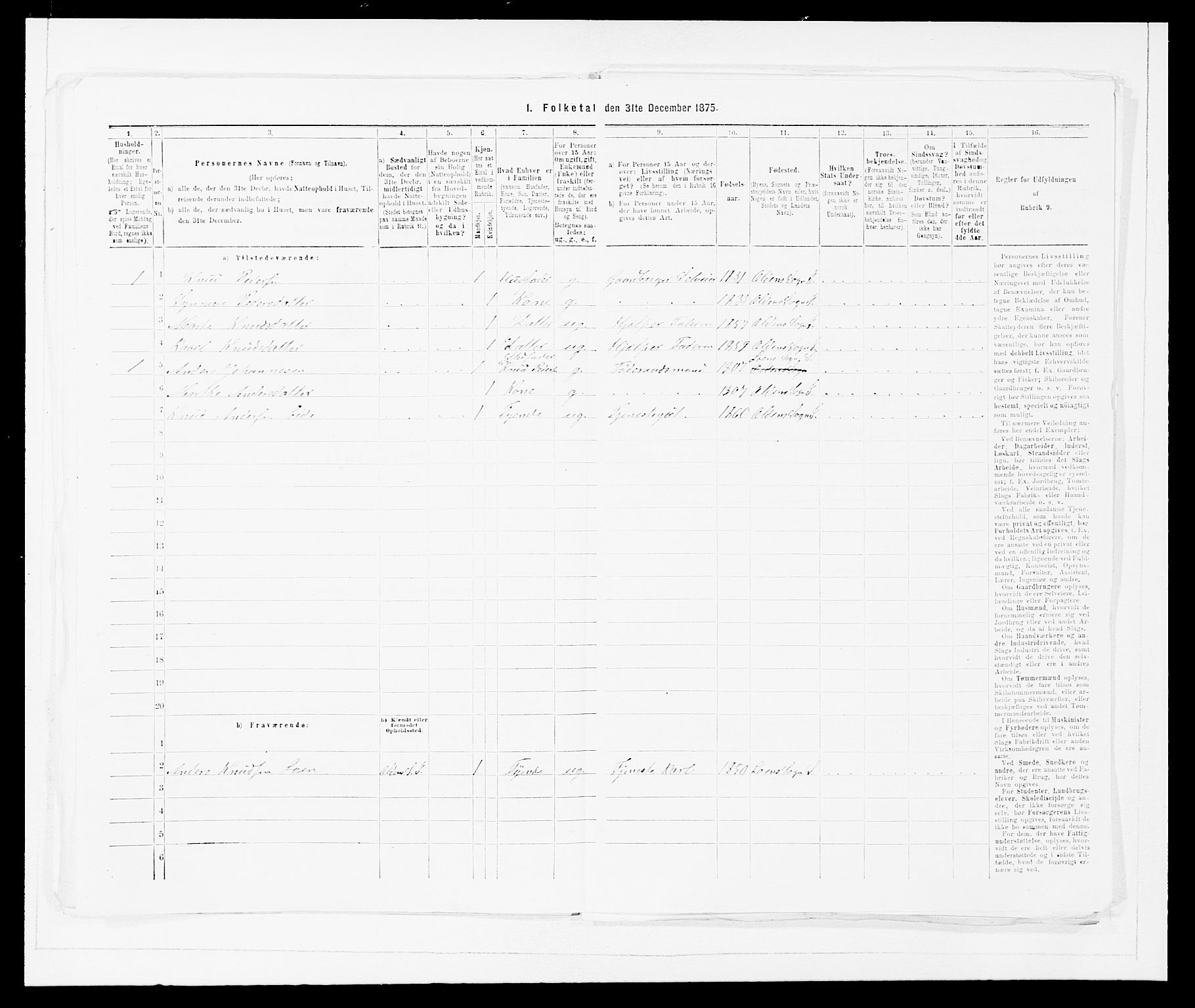 SAB, 1875 Census for 1447P Innvik, 1875, p. 906