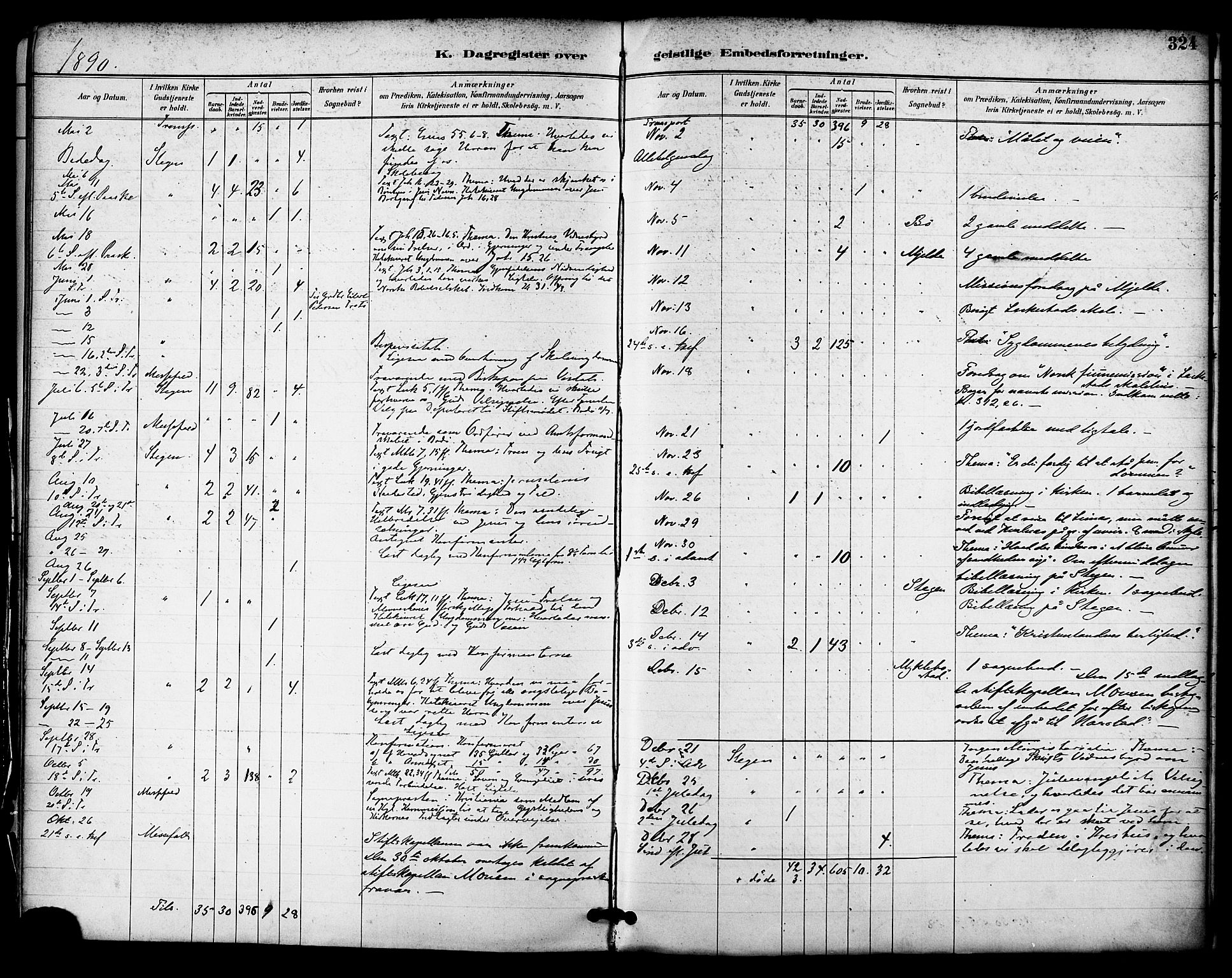 Ministerialprotokoller, klokkerbøker og fødselsregistre - Nordland, AV/SAT-A-1459/855/L0803: Parish register (official) no. 855A11, 1887-1905, p. 324