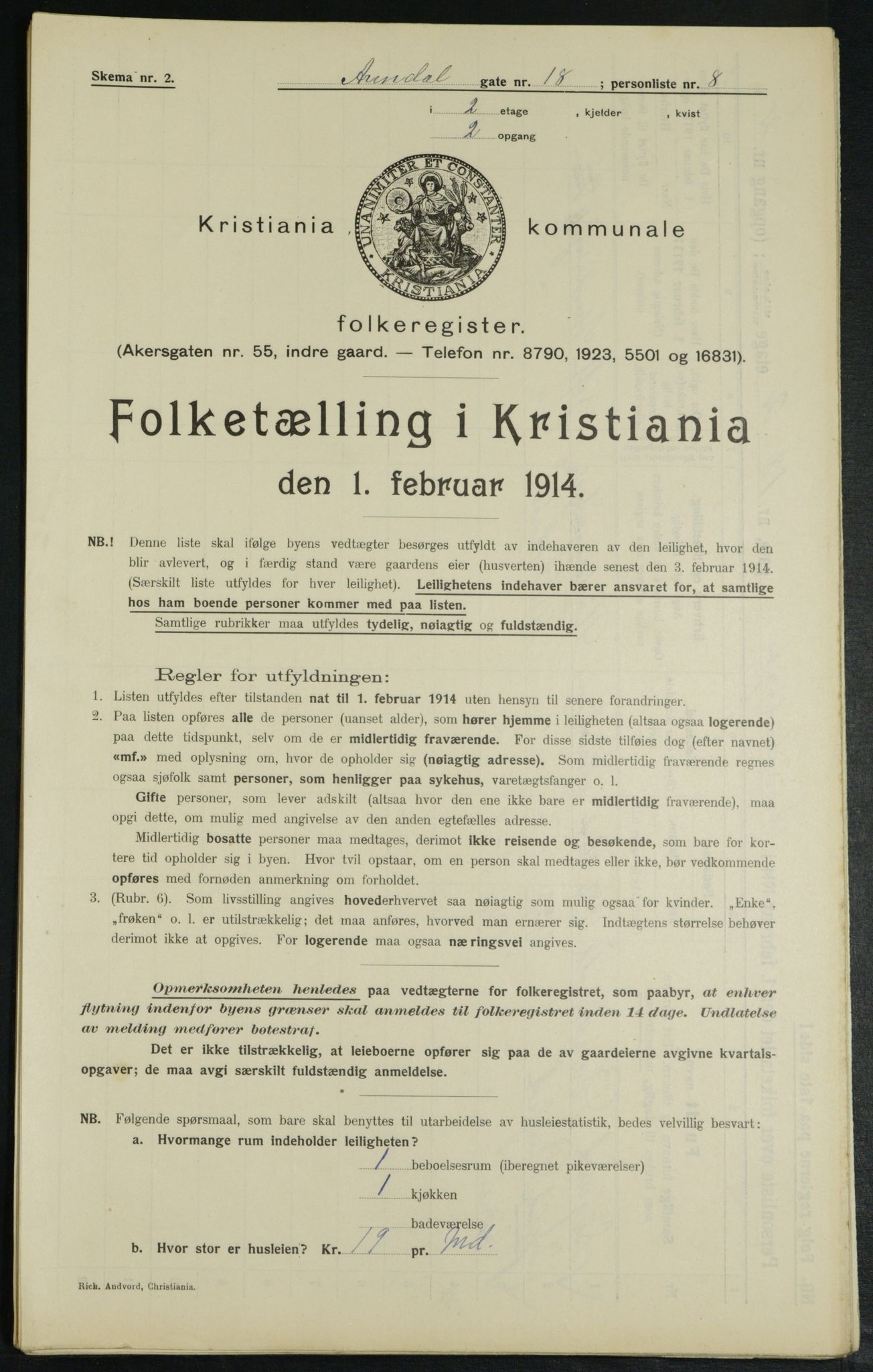OBA, Municipal Census 1914 for Kristiania, 1914, p. 2112