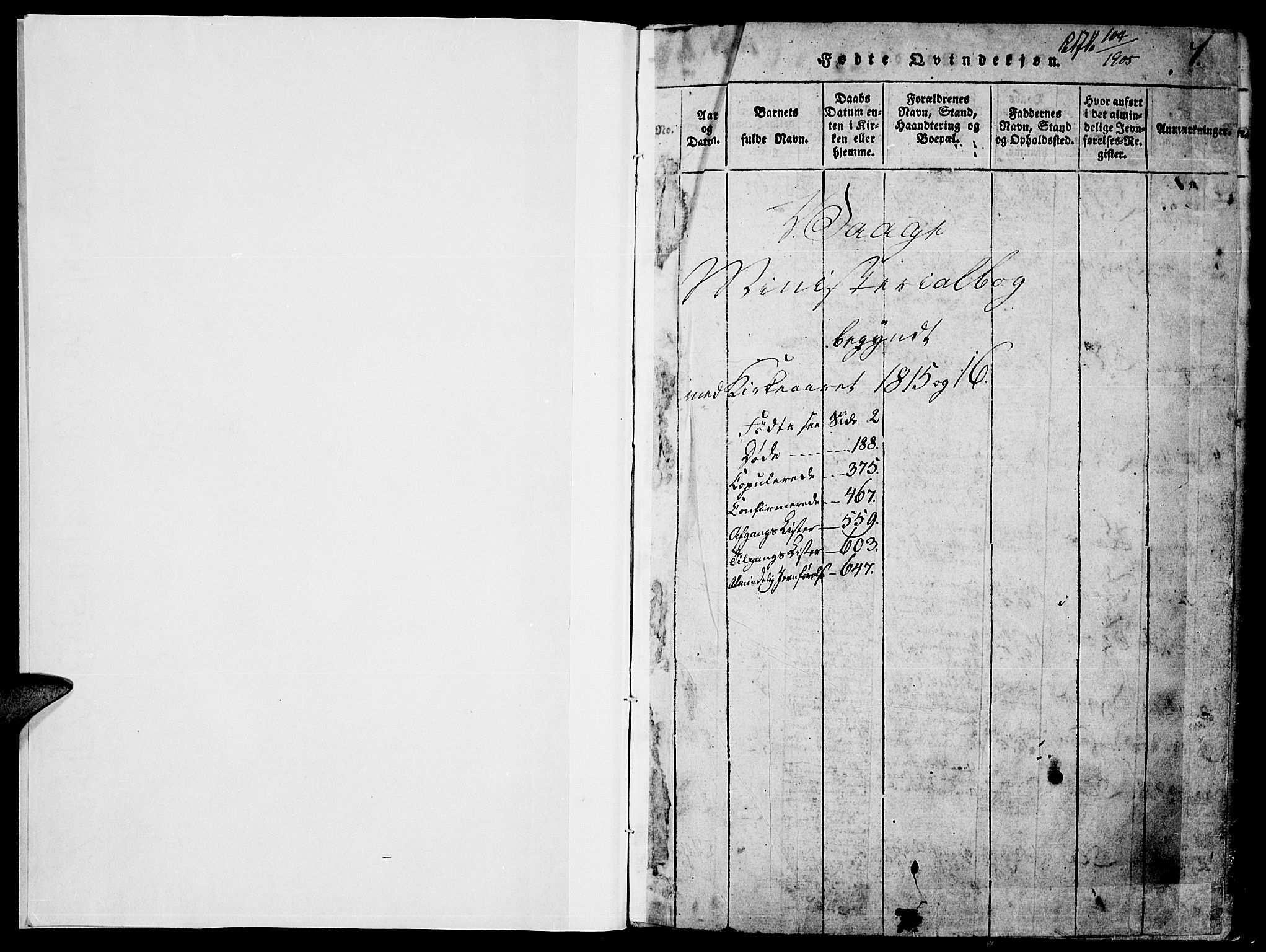 Vågå prestekontor, SAH/PREST-076/H/Ha/Hab/L0001: Parish register (copy) no. 1, 1815-1827, p. 0-1