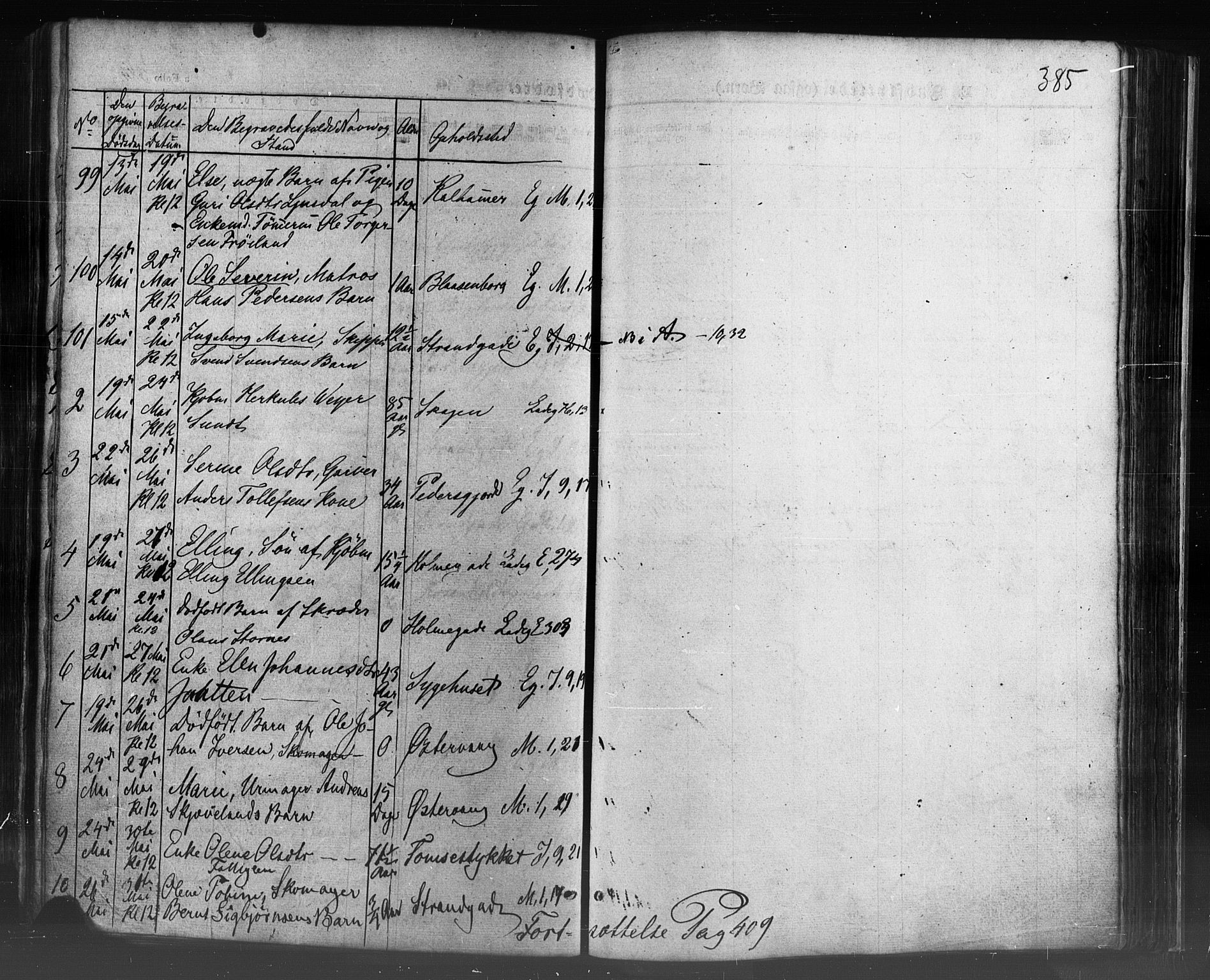 Domkirken sokneprestkontor, SAST/A-101812/001/30/30BB/L0009: Parish register (copy) no. B 9, 1850-1858, p. 385