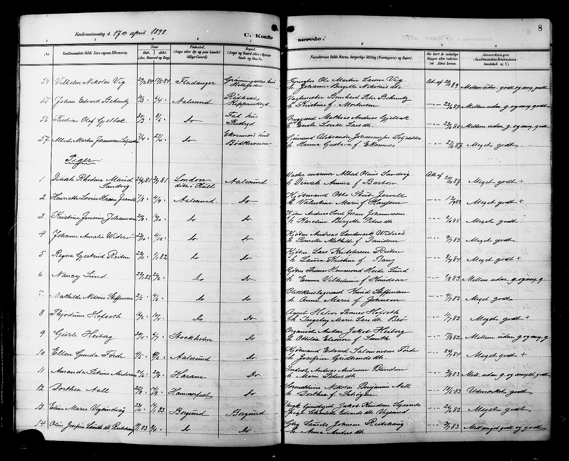 Ministerialprotokoller, klokkerbøker og fødselsregistre - Møre og Romsdal, AV/SAT-A-1454/529/L0469: Parish register (copy) no. 529C06, 1898-1906, p. 8