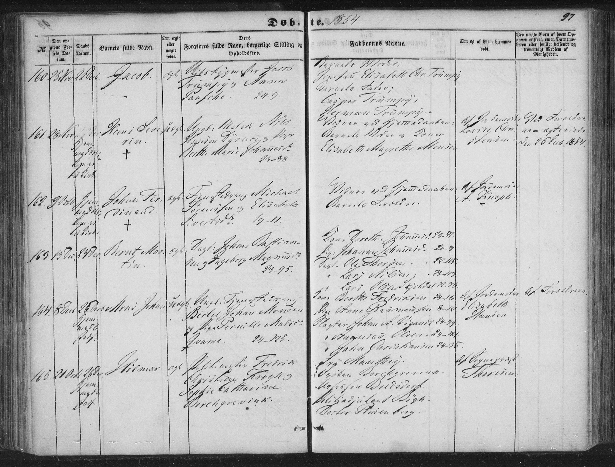 Korskirken sokneprestembete, AV/SAB-A-76101/H/Haa/L0017: Parish register (official) no. B 3, 1851-1857, p. 97