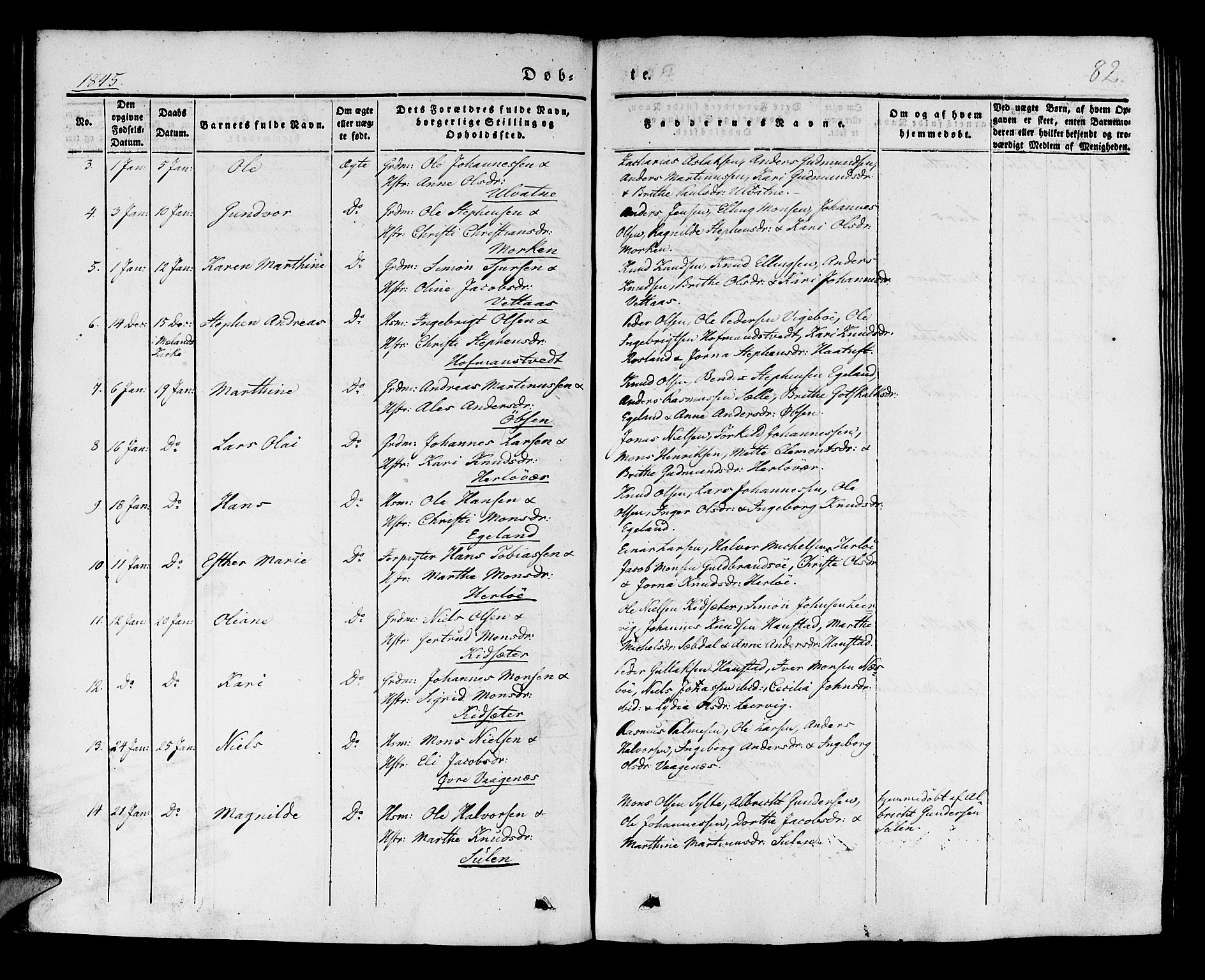 Manger sokneprestembete, AV/SAB-A-76801/H/Haa: Parish register (official) no. A 5, 1839-1848, p. 82