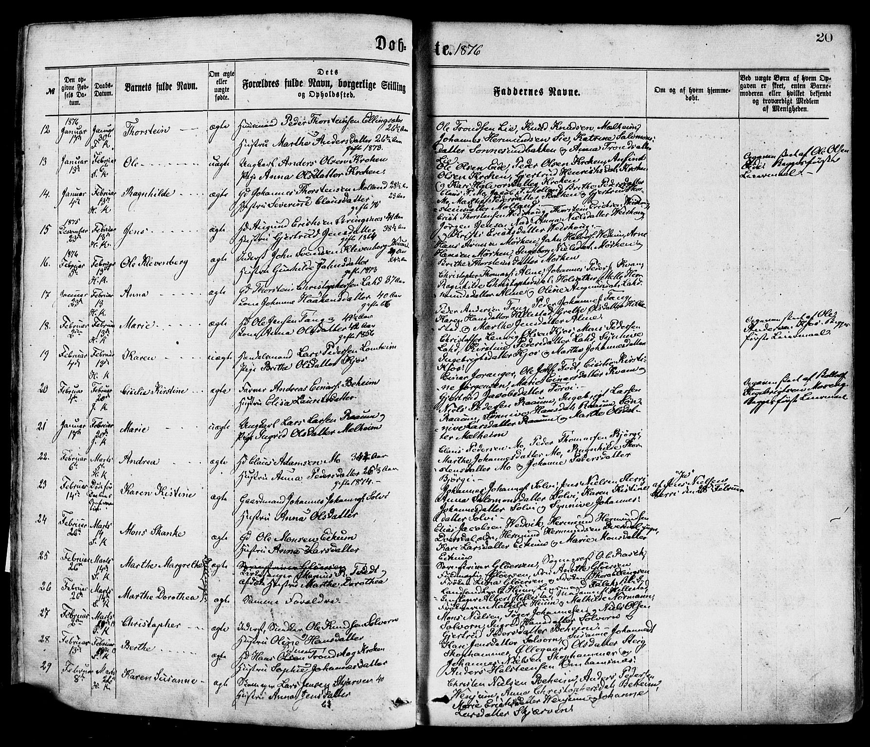 Hafslo sokneprestembete, AV/SAB-A-80301/H/Haa/Haaa/L0011: Parish register (official) no. A 11, 1873-1886, p. 20