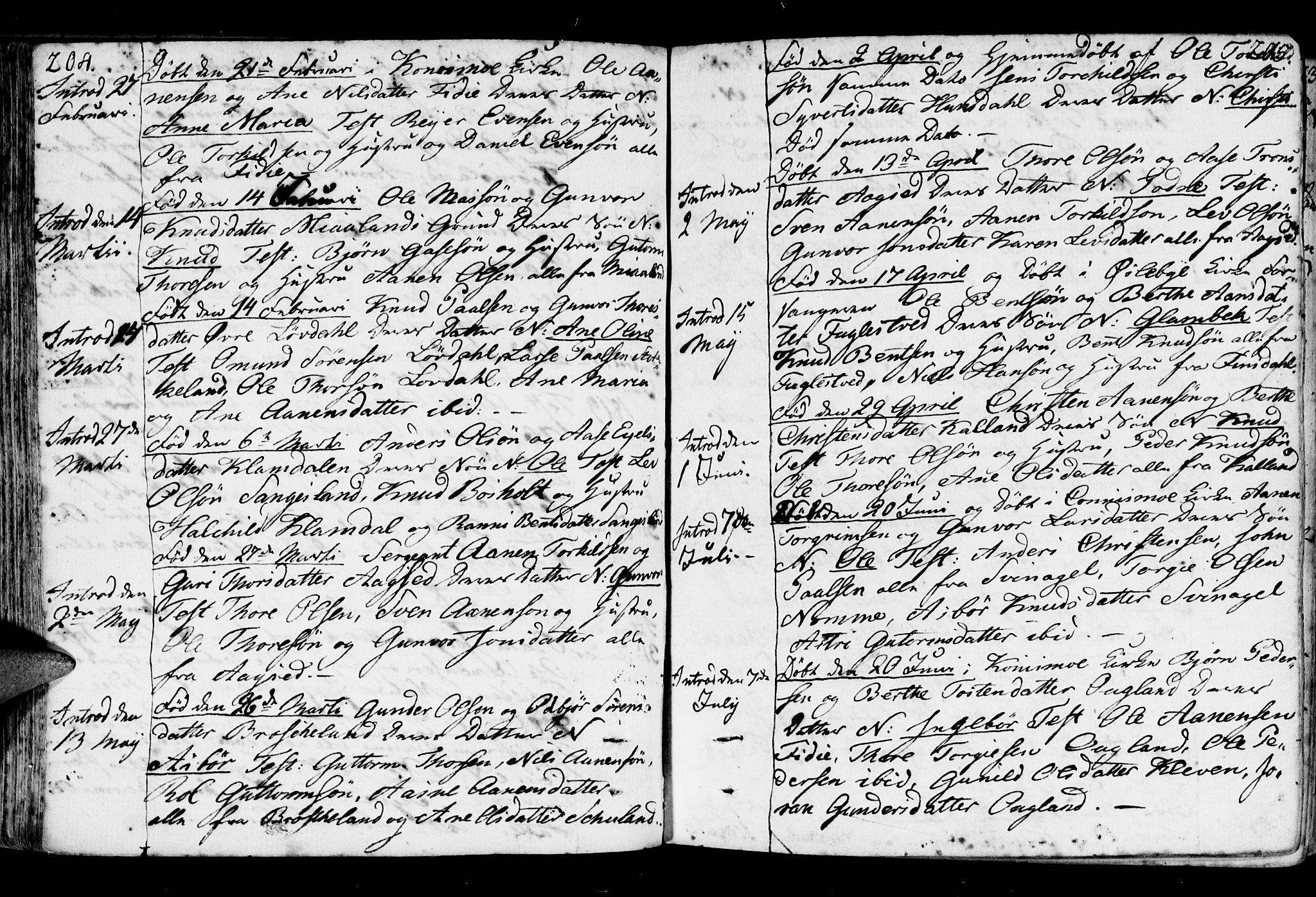 Holum sokneprestkontor, AV/SAK-1111-0022/F/Fa/Fab/L0004: Parish register (official) no. A 4, 1774-1847, p. 204-205