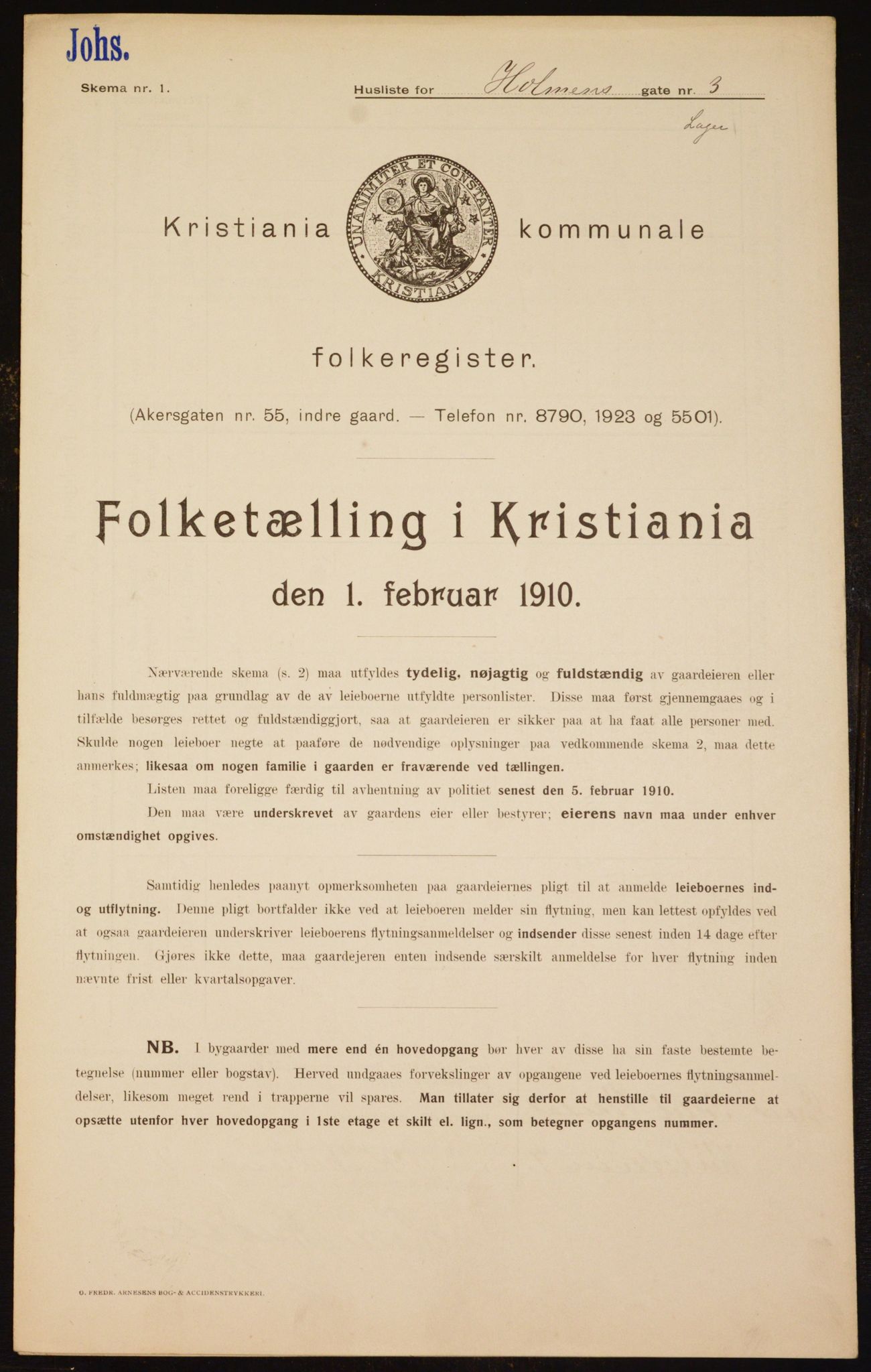 OBA, Municipal Census 1910 for Kristiania, 1910, p. 40050