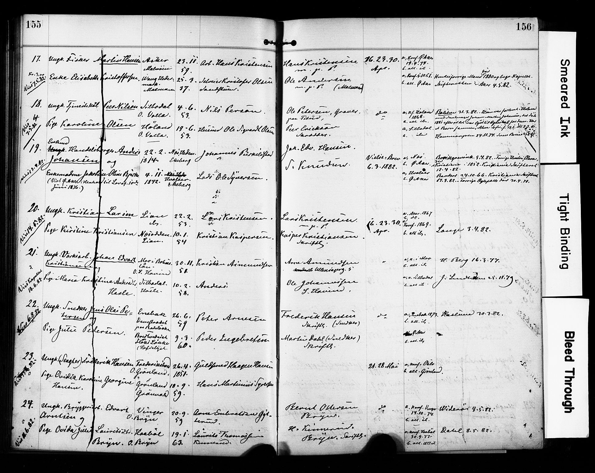 Østre Aker prestekontor Kirkebøker, SAO/A-10840/H/Ha/L0004: Banns register no. I 4, 1878-1901, p. 155-156