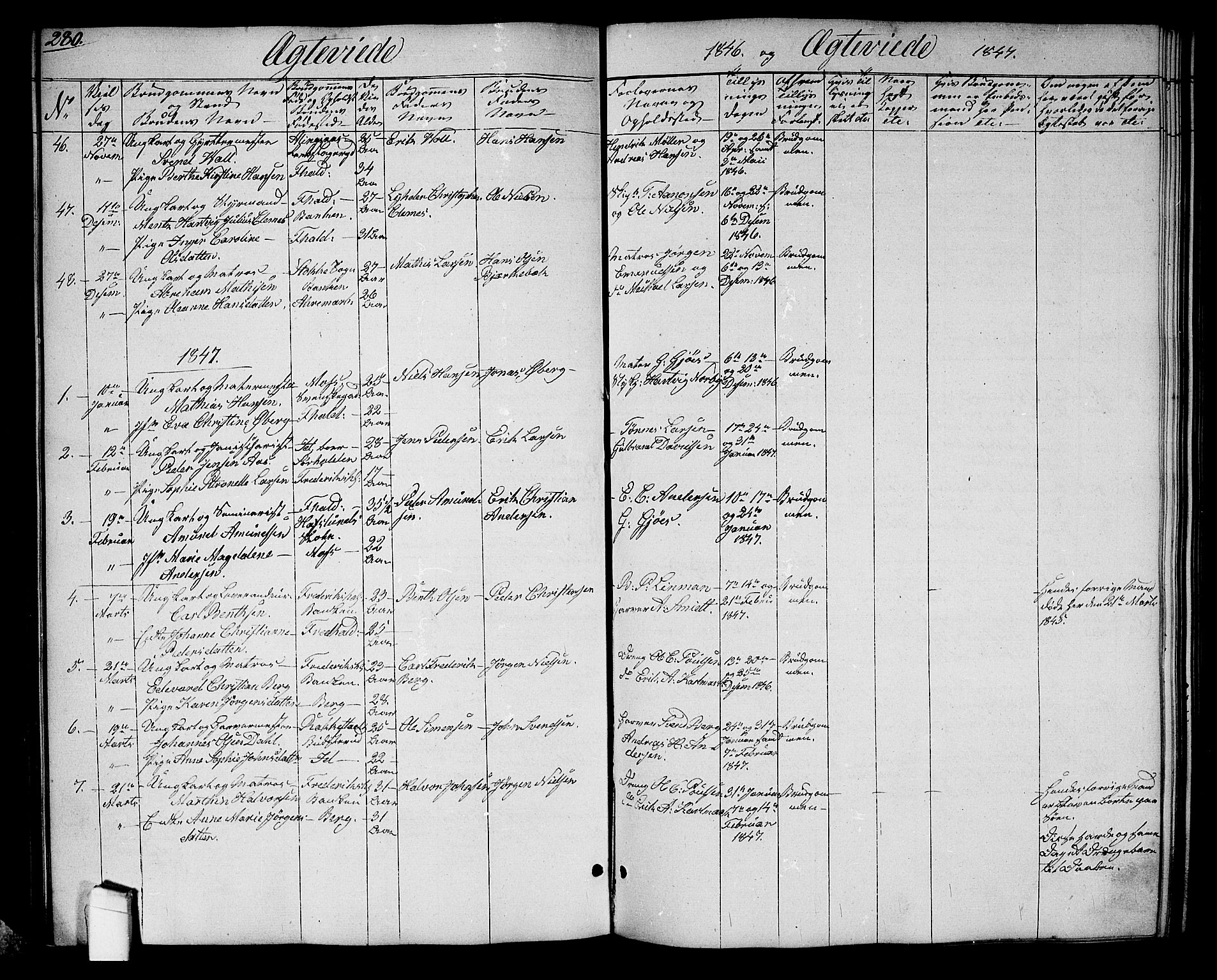 Halden prestekontor Kirkebøker, SAO/A-10909/G/Ga/L0004: Parish register (copy) no. 4, 1845-1854, p. 280