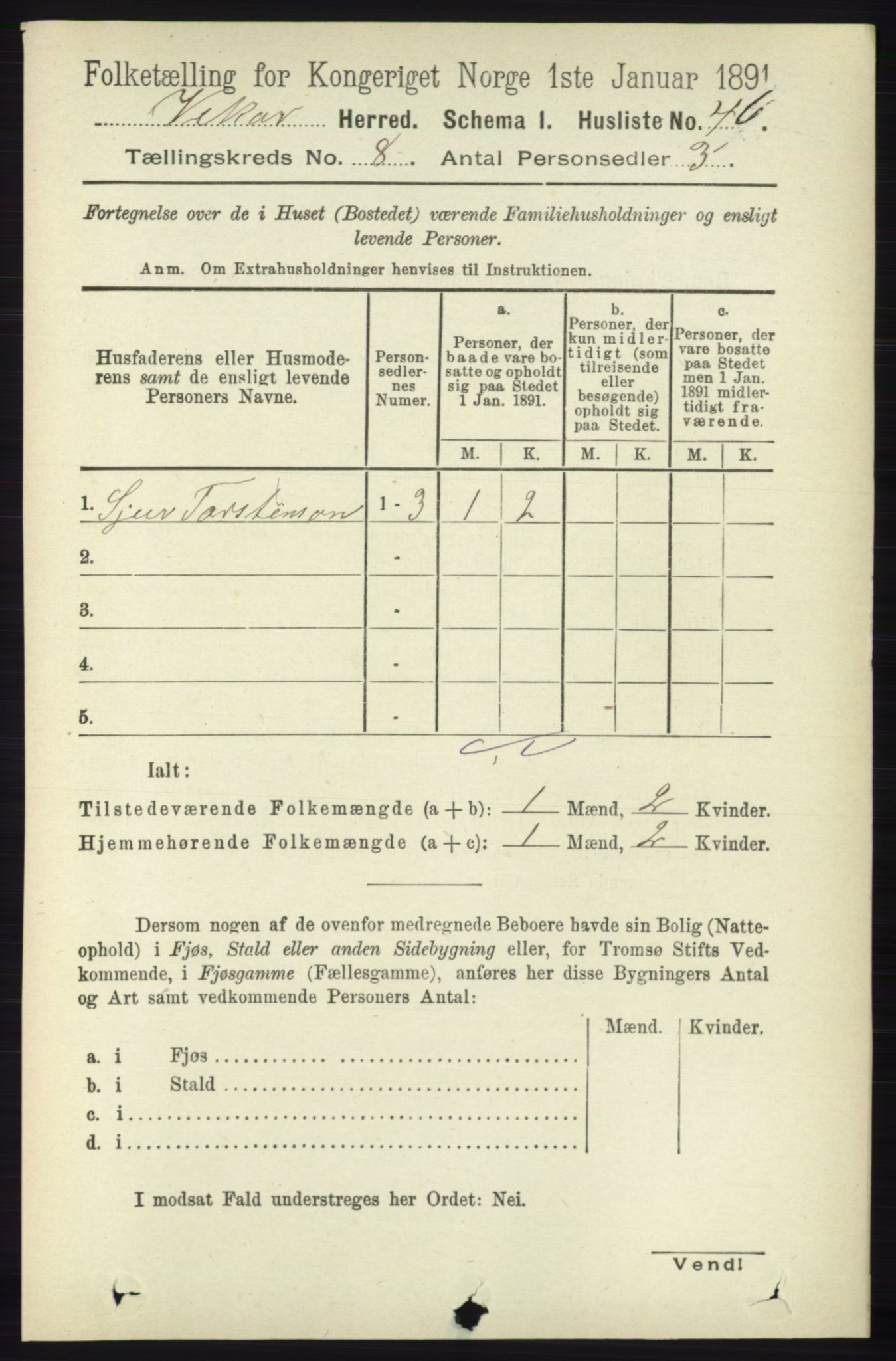 RA, 1891 census for 1238 Vikør, 1891, p. 2320