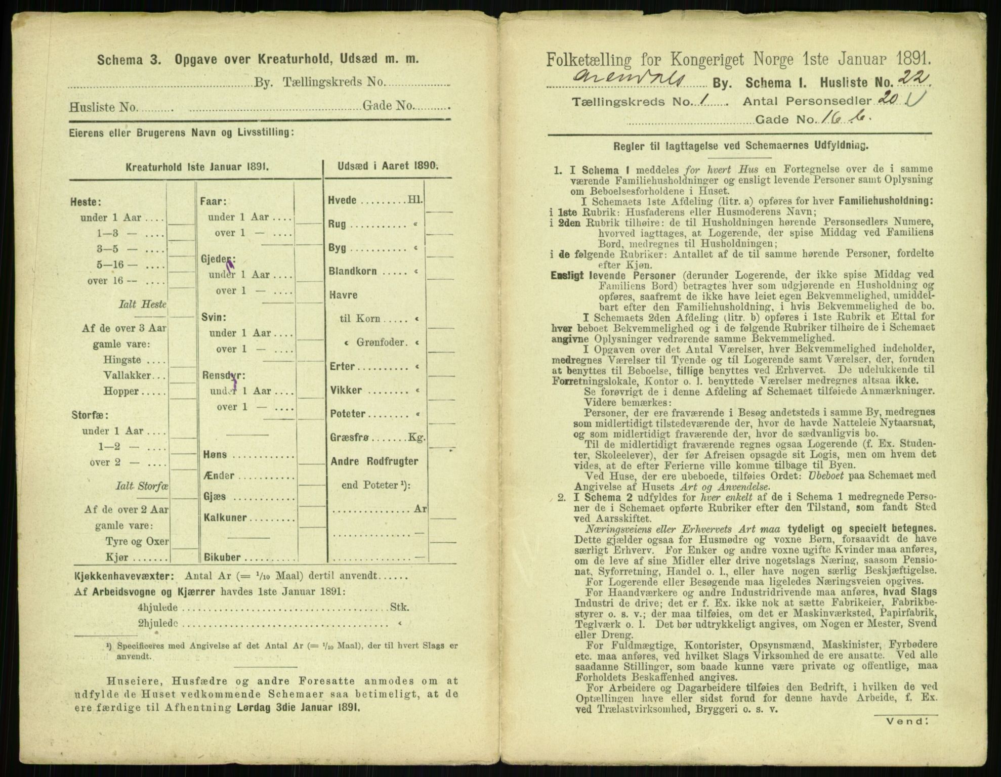 RA, 1891 census for 0903 Arendal, 1891, p. 78