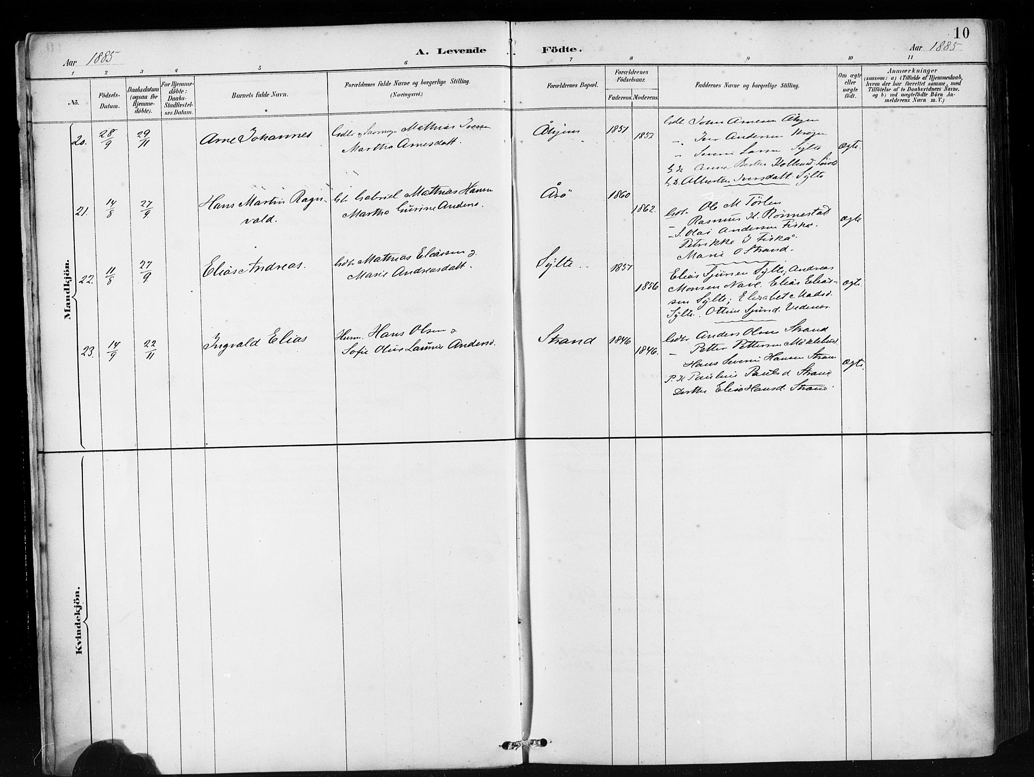 Ministerialprotokoller, klokkerbøker og fødselsregistre - Møre og Romsdal, AV/SAT-A-1454/501/L0008: Parish register (official) no. 501A08, 1885-1901, p. 10