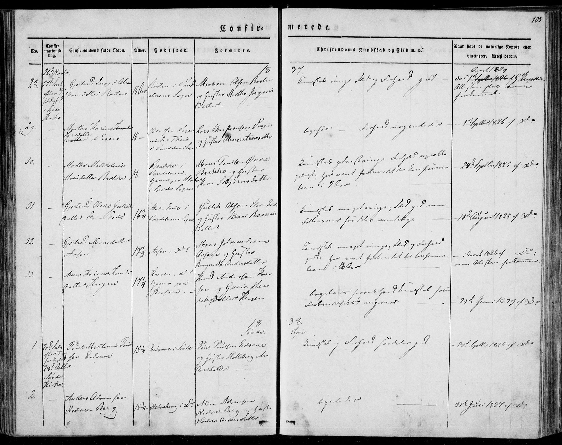 Ministerialprotokoller, klokkerbøker og fødselsregistre - Møre og Romsdal, AV/SAT-A-1454/501/L0005: Parish register (official) no. 501A05, 1831-1844, p. 103