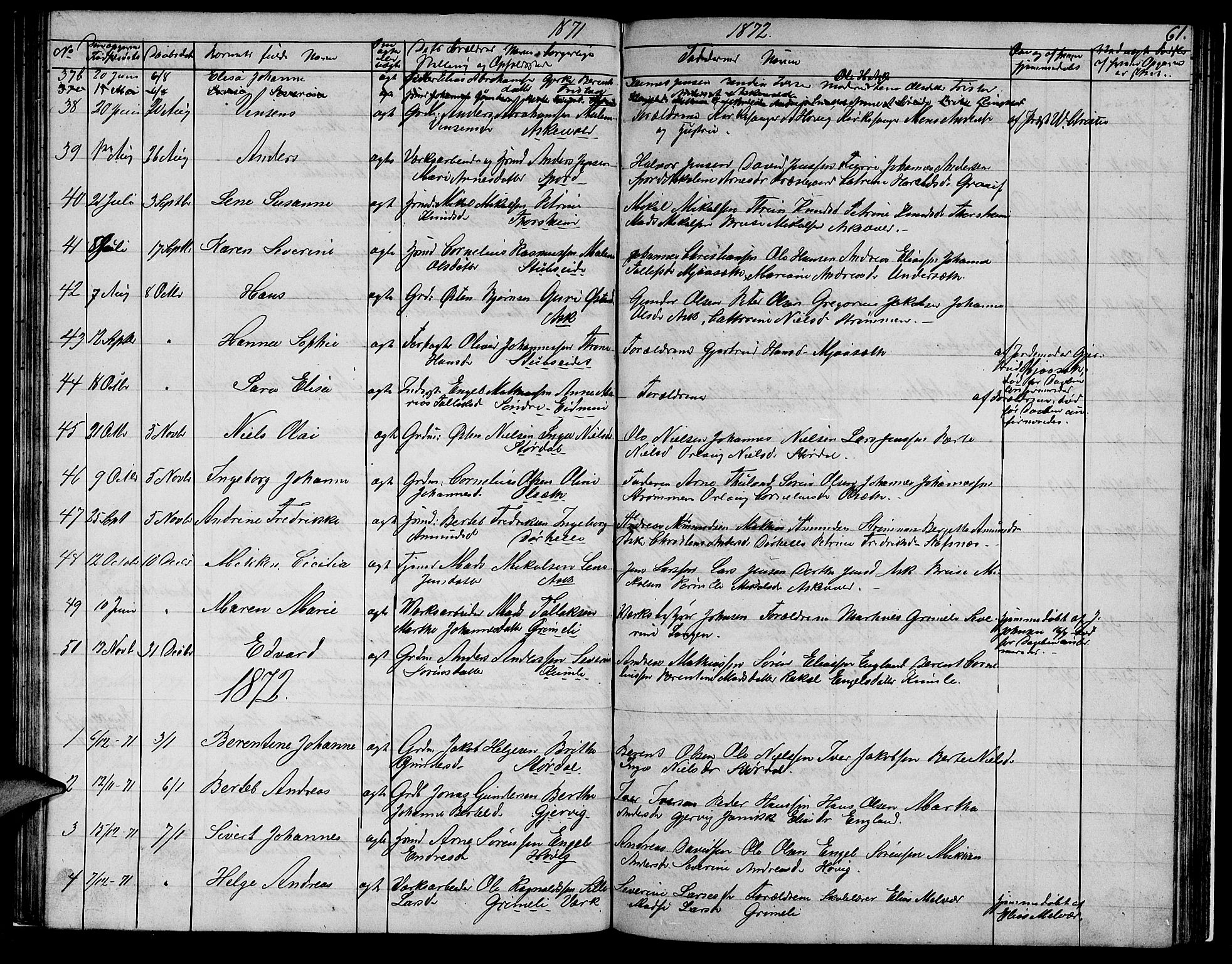 Askvoll sokneprestembete, AV/SAB-A-79501/H/Hab/Haba/L0001: Parish register (copy) no. A 1, 1853-1872, p. 61