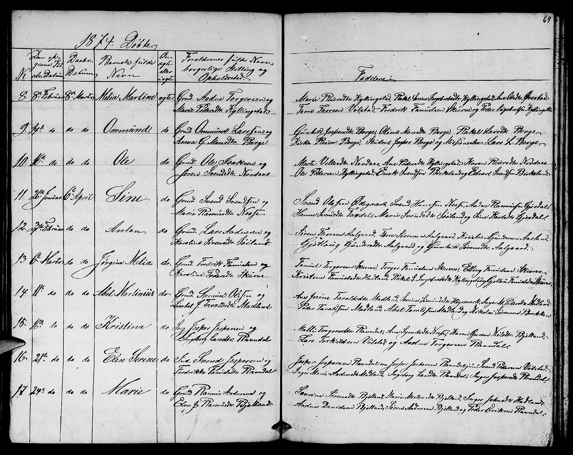 Lye sokneprestkontor, AV/SAST-A-101794/001/30BB/L0003: Parish register (copy) no. B 3, 1852-1874, p. 64