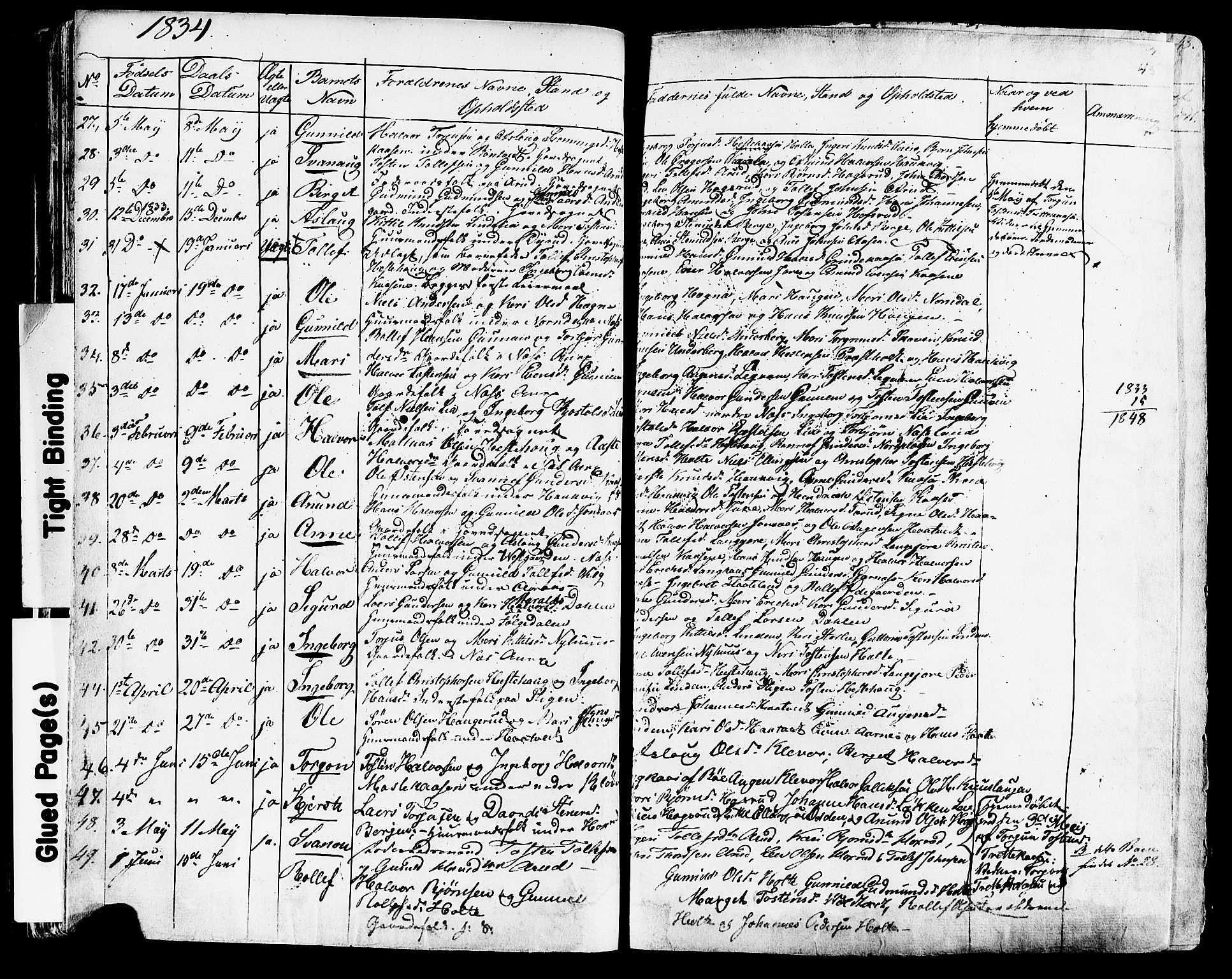 Sauherad kirkebøker, SAKO/A-298/F/Fa/L0006: Parish register (official) no. I 6, 1827-1850, p. 45
