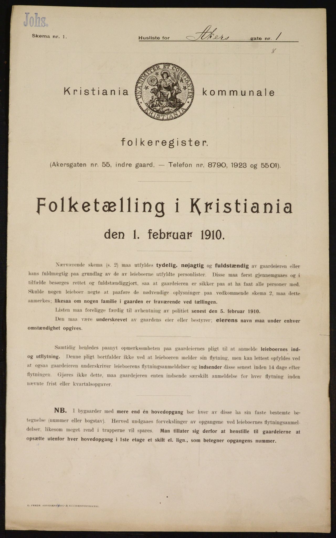 OBA, Municipal Census 1910 for Kristiania, 1910, p. 294