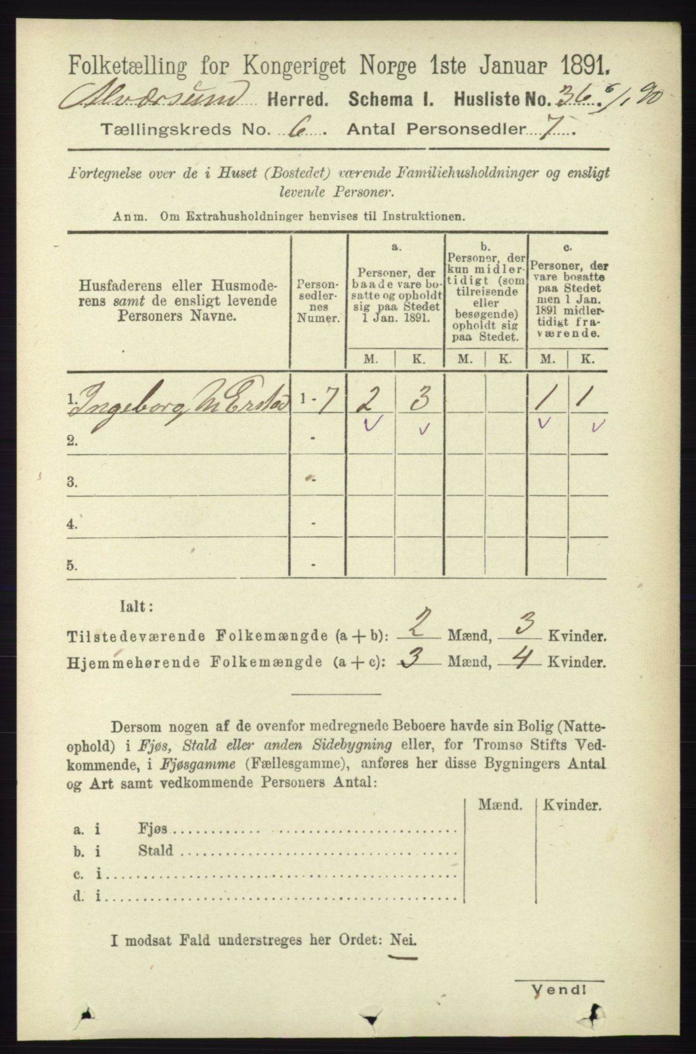 RA, 1891 census for 1257 Alversund, 1891, p. 2044