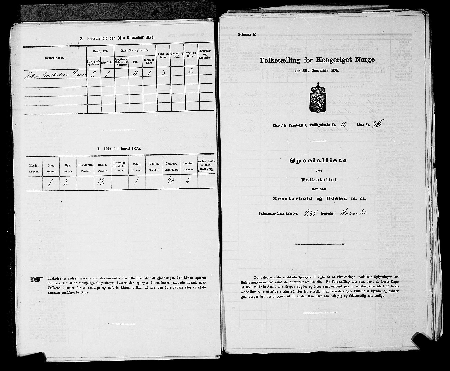 RA, 1875 census for 0237P Eidsvoll, 1875, p. 1529