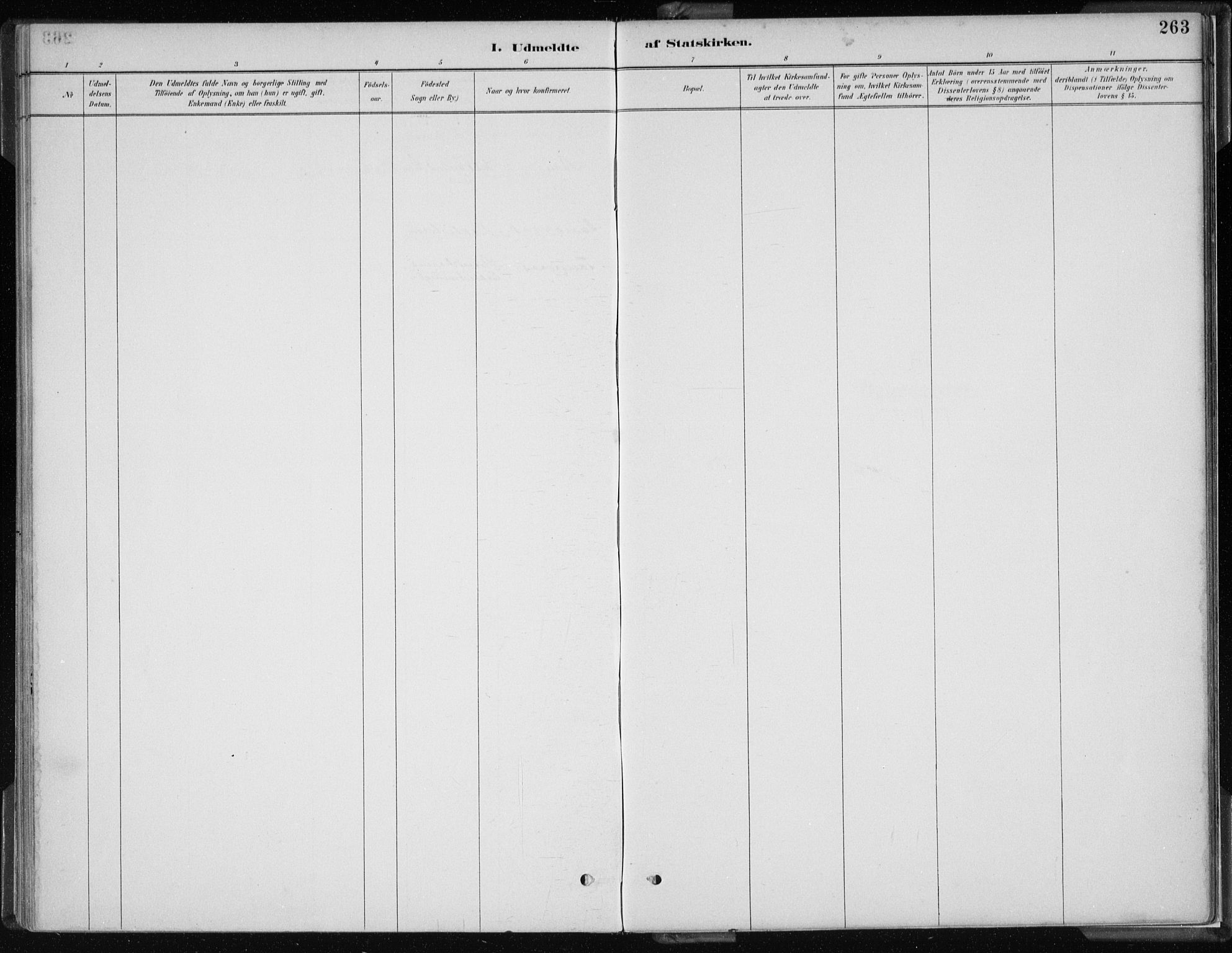 Strandebarm sokneprestembete, AV/SAB-A-78401/H/Haa: Parish register (official) no. B  1, 1886-1908, p. 263