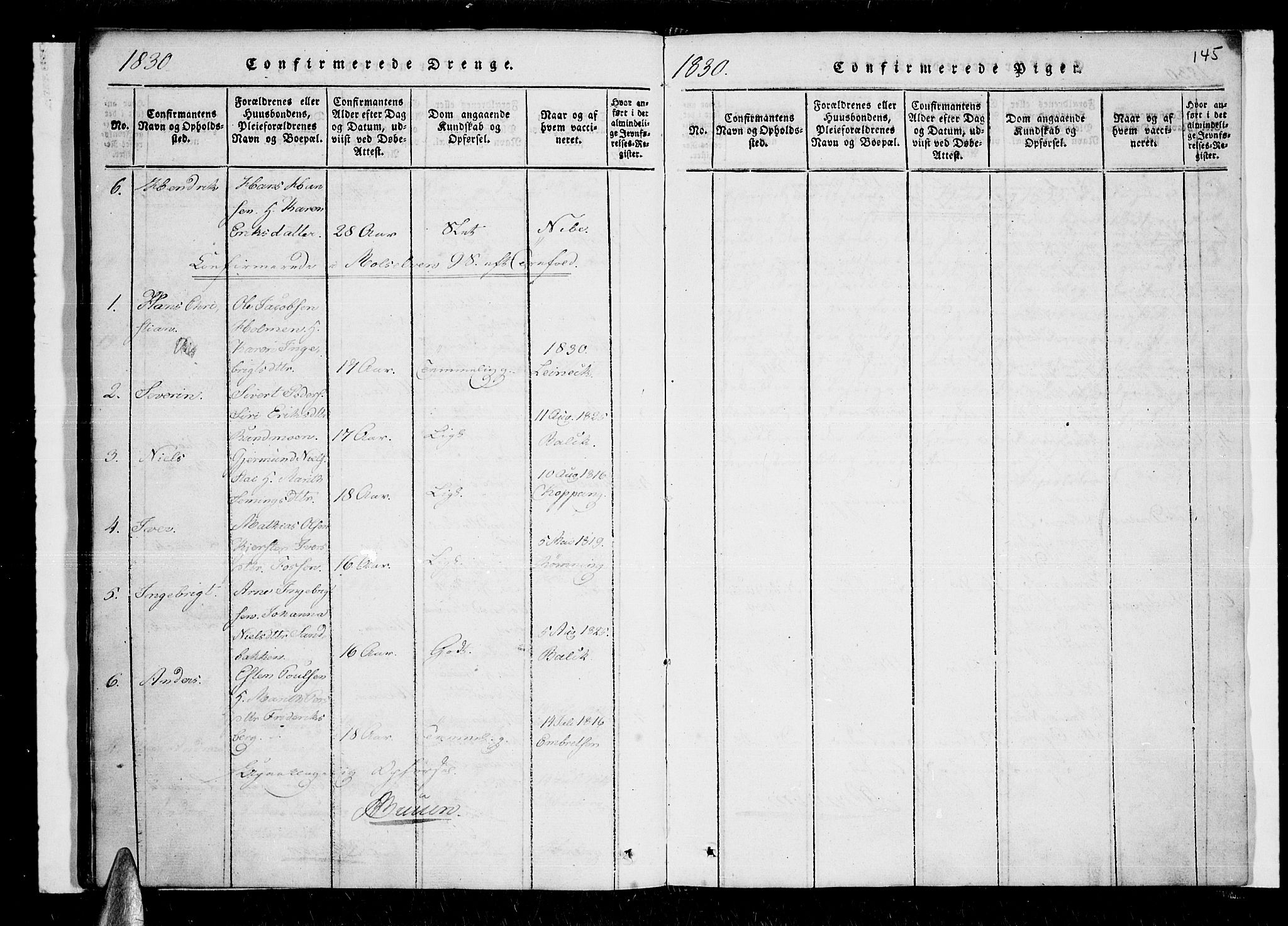 Lenvik sokneprestembete, SATØ/S-1310/H/Ha/Haa/L0003kirke: Parish register (official) no. 3, 1820-1831, p. 145