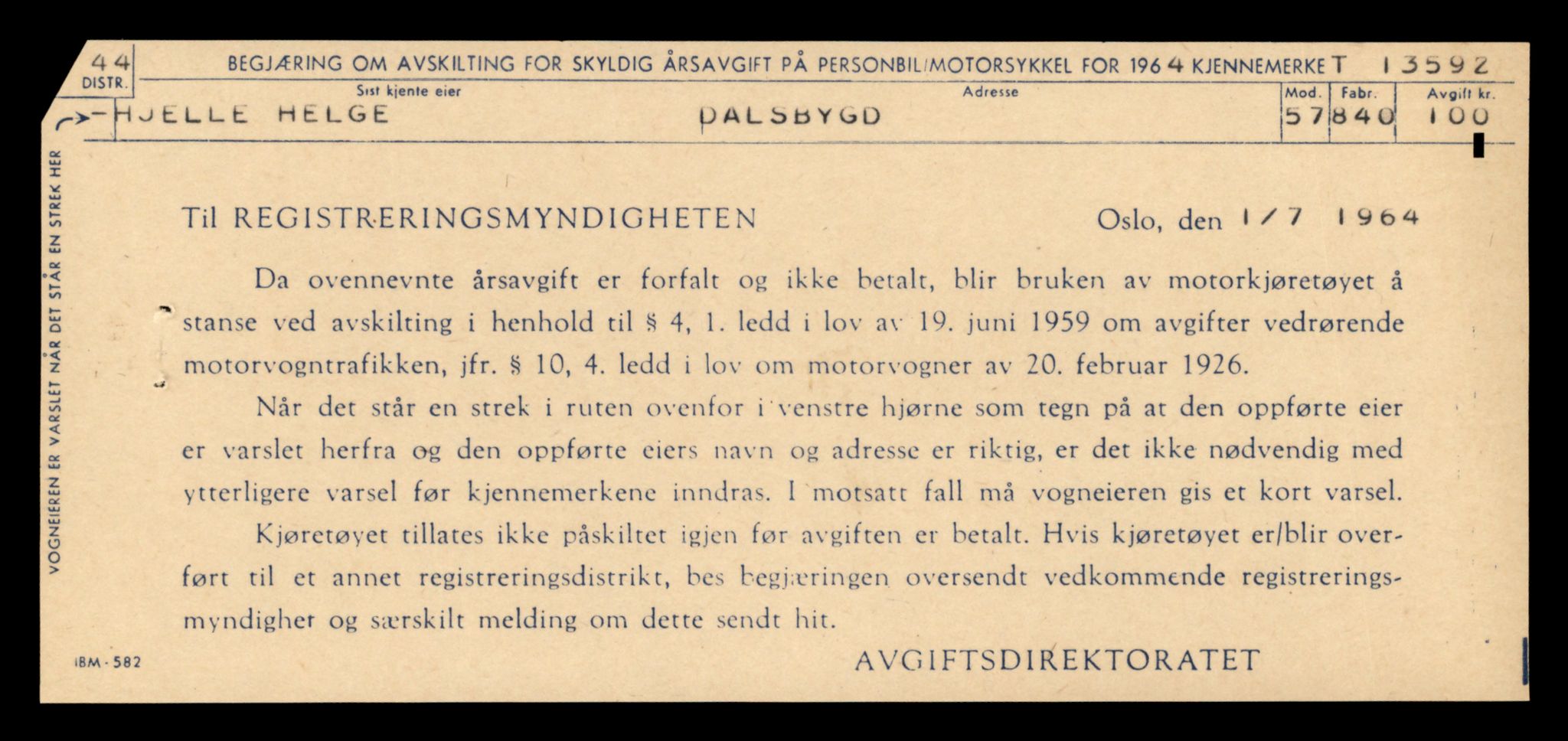 Møre og Romsdal vegkontor - Ålesund trafikkstasjon, AV/SAT-A-4099/F/Fe/L0040: Registreringskort for kjøretøy T 13531 - T 13709, 1927-1998, p. 1113