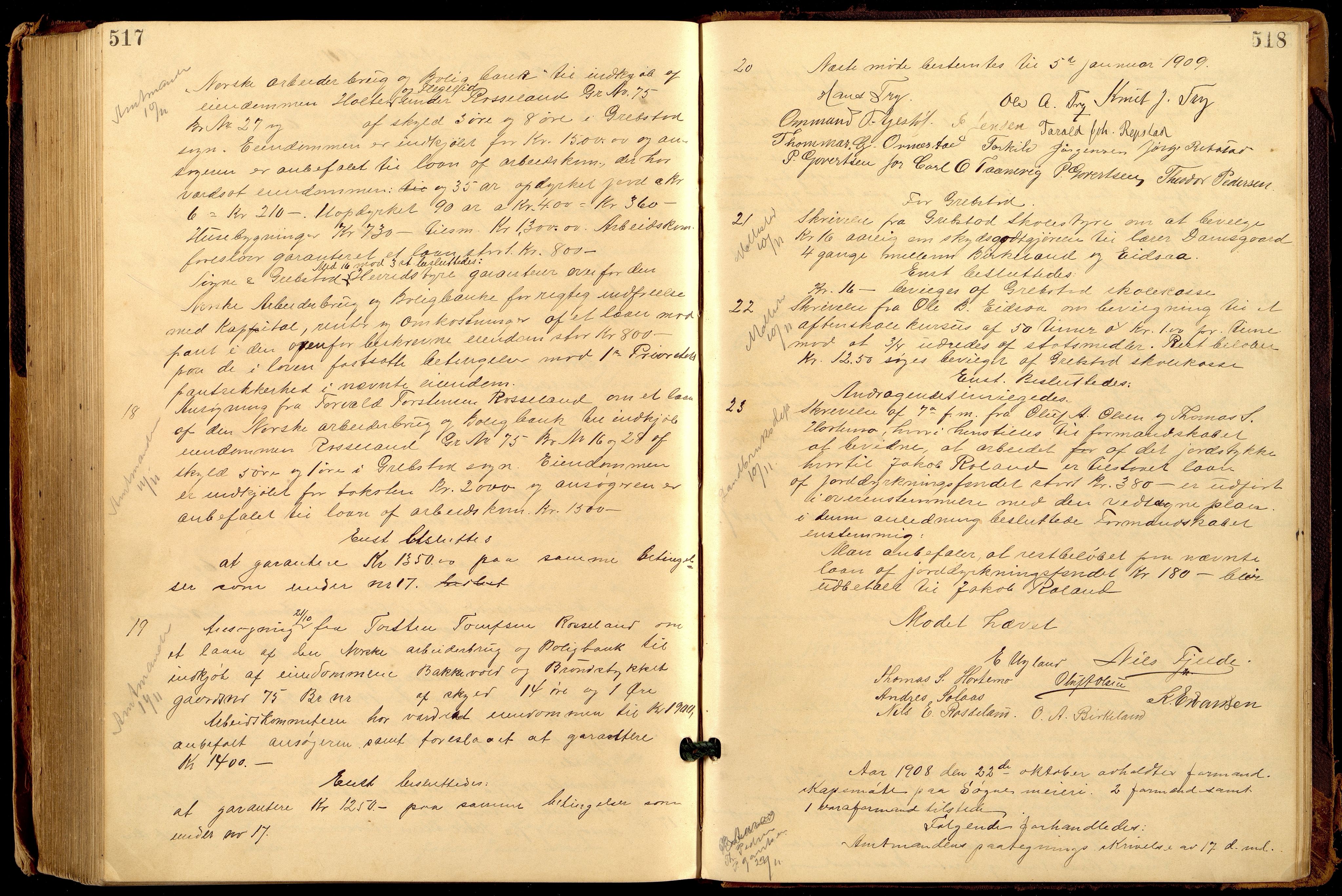 Søgne og Greipstad kommune - Formannskapet, IKAV/1018SG120/A/L0006: Møtebok (d), 1901-1909, p. 517-518