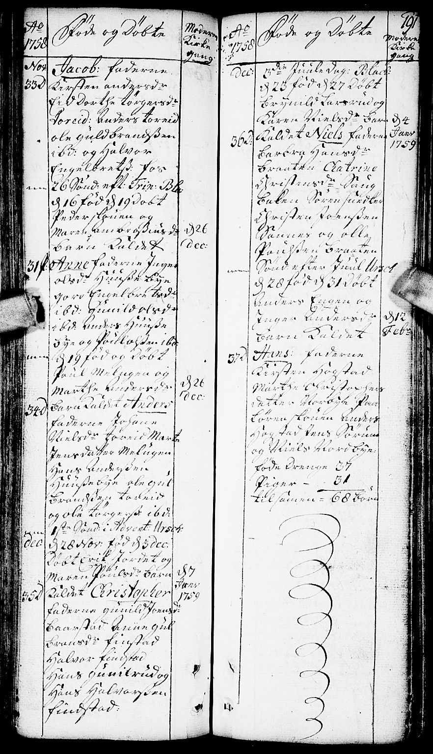 Aurskog prestekontor Kirkebøker, AV/SAO-A-10304a/F/Fa/L0002: Parish register (official) no. I 2, 1735-1766, p. 191